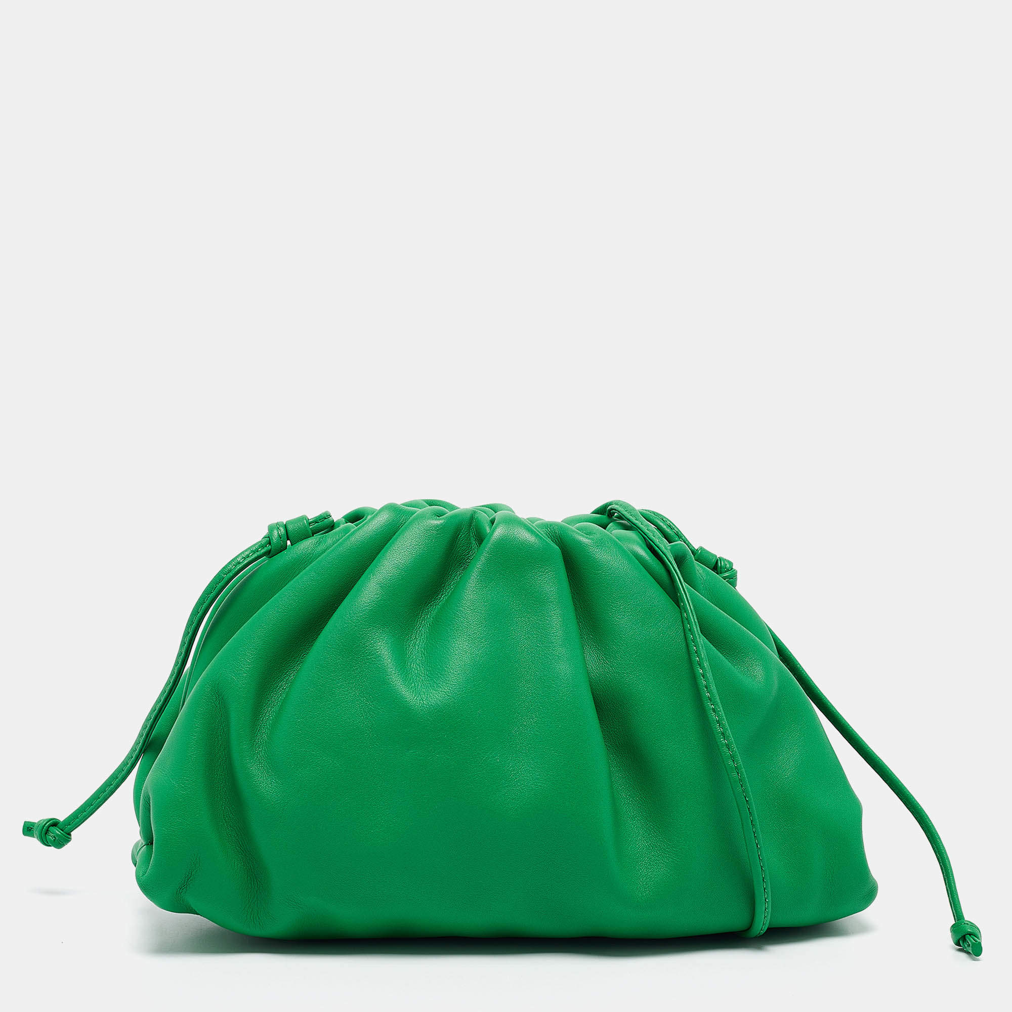 Bottega Veneta Green Leather Mini The Pouch Bag