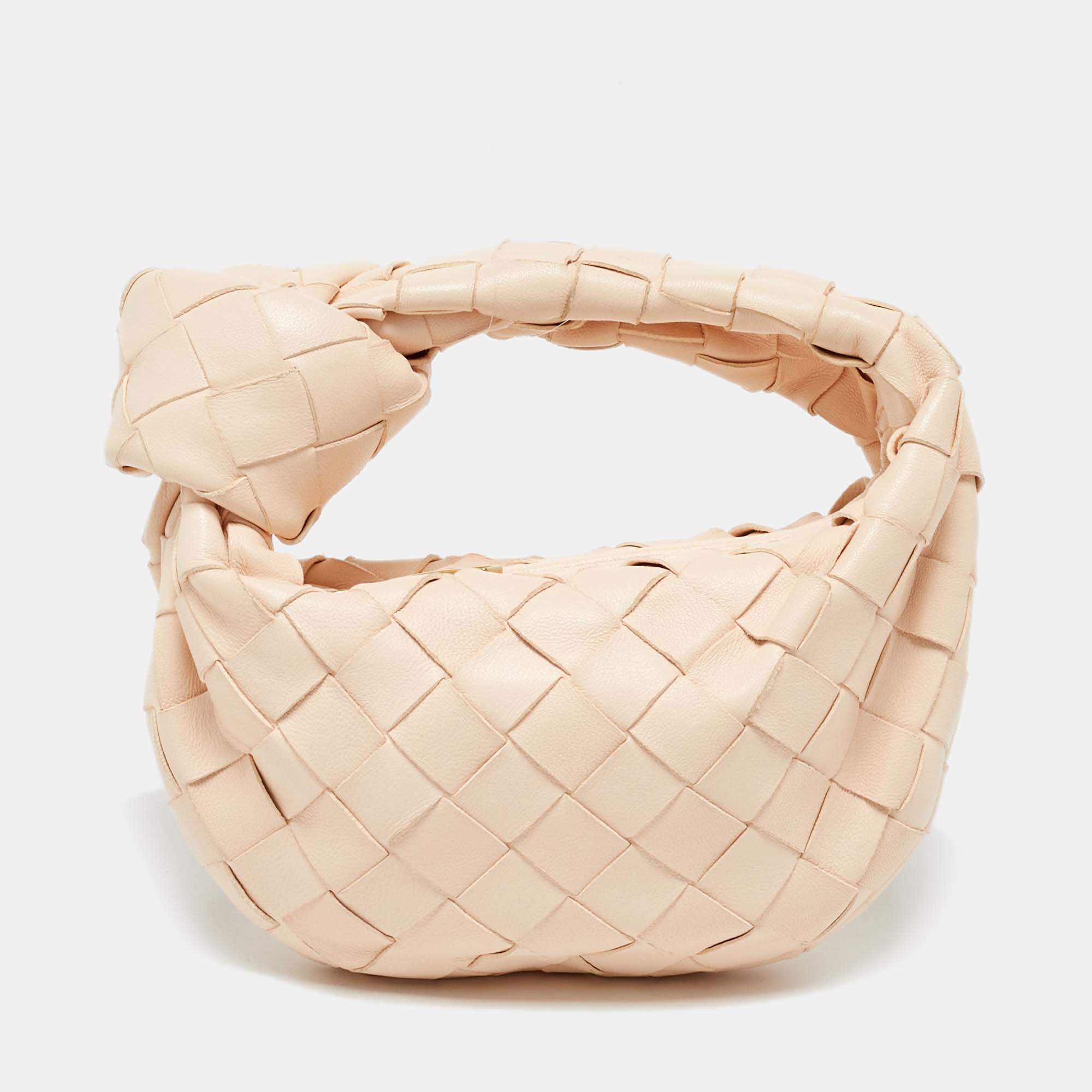 Bottega Veneta Light Beige Intrecciato Leather Candy Jodie Bag