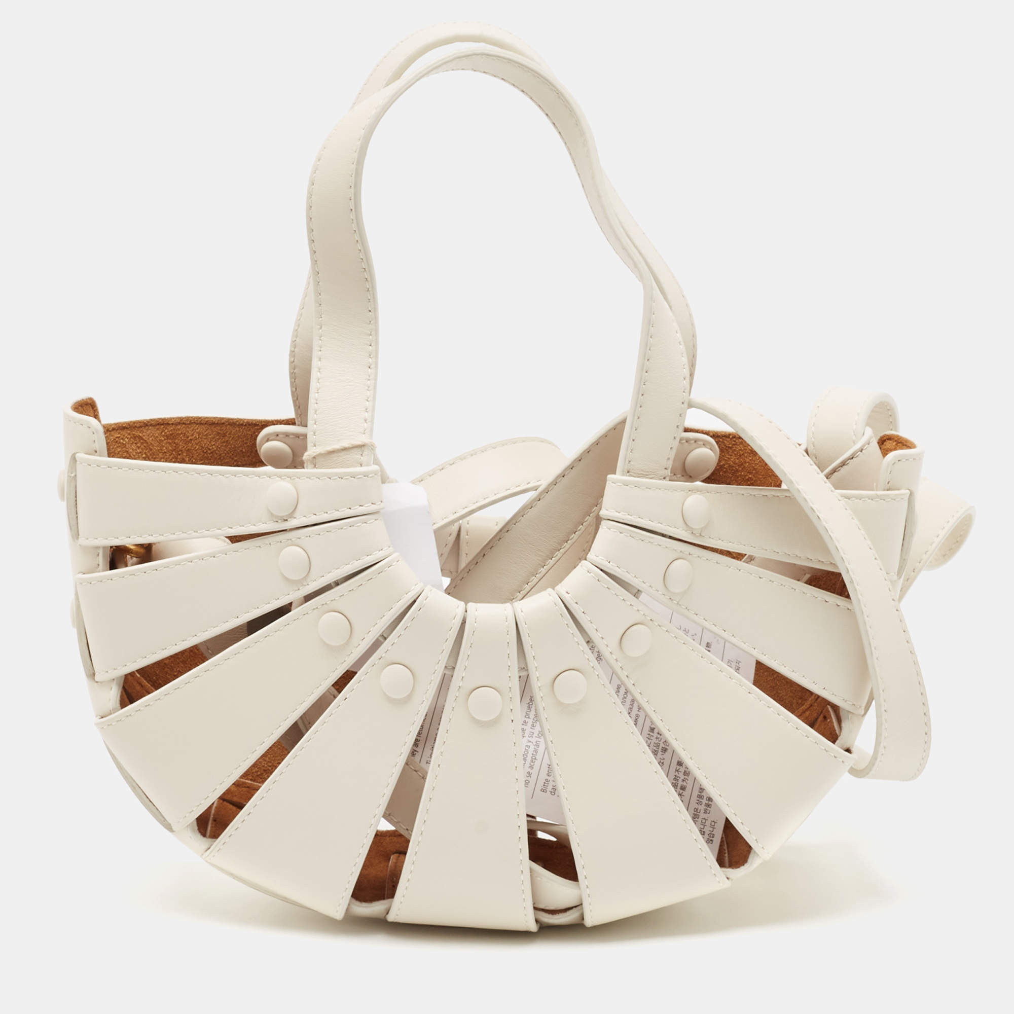 Bottega Veneta Off White Leather Small Shell Bag