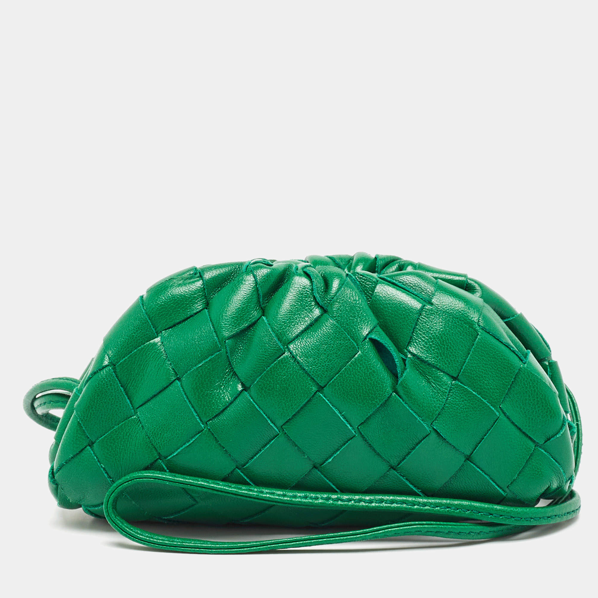 Bottega Veneta Green Intrecciato Leather Extra Mini The Pouch