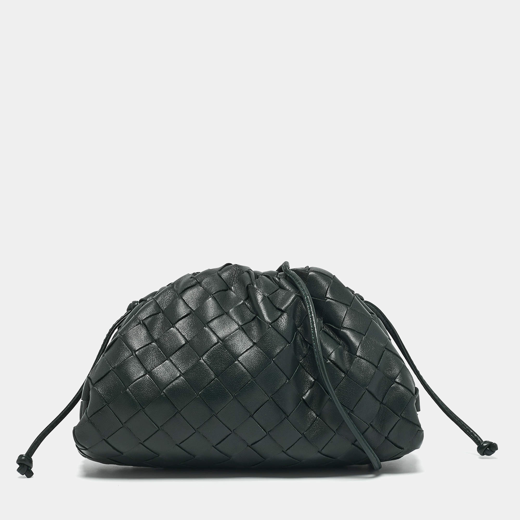 Bottega Veneta Dark Green Intrecciato Leather Mini The Pouch Bag