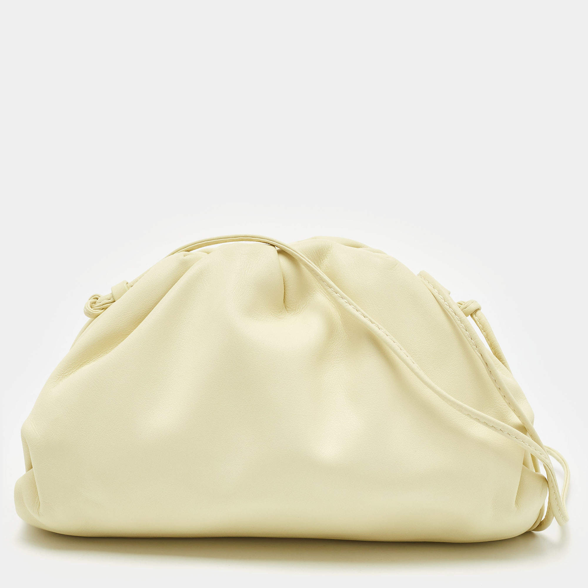 Bottega Veneta Light Yellow Leather Mini The Pouch Bag