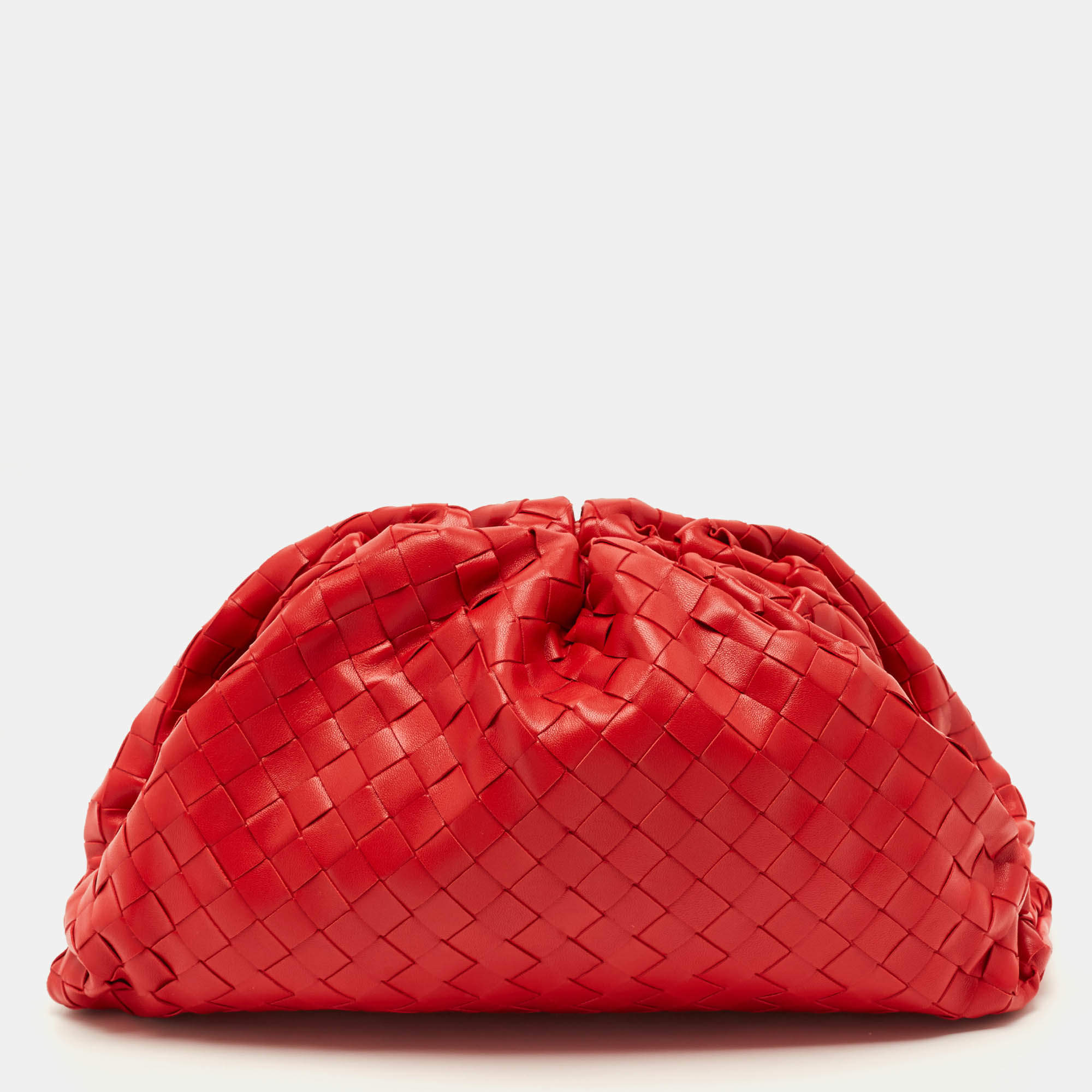 Pre Owned حقيبة كلتش بوتيغا فينيتا بوش كلاسيكية جلد إنتريشياتو أحمر