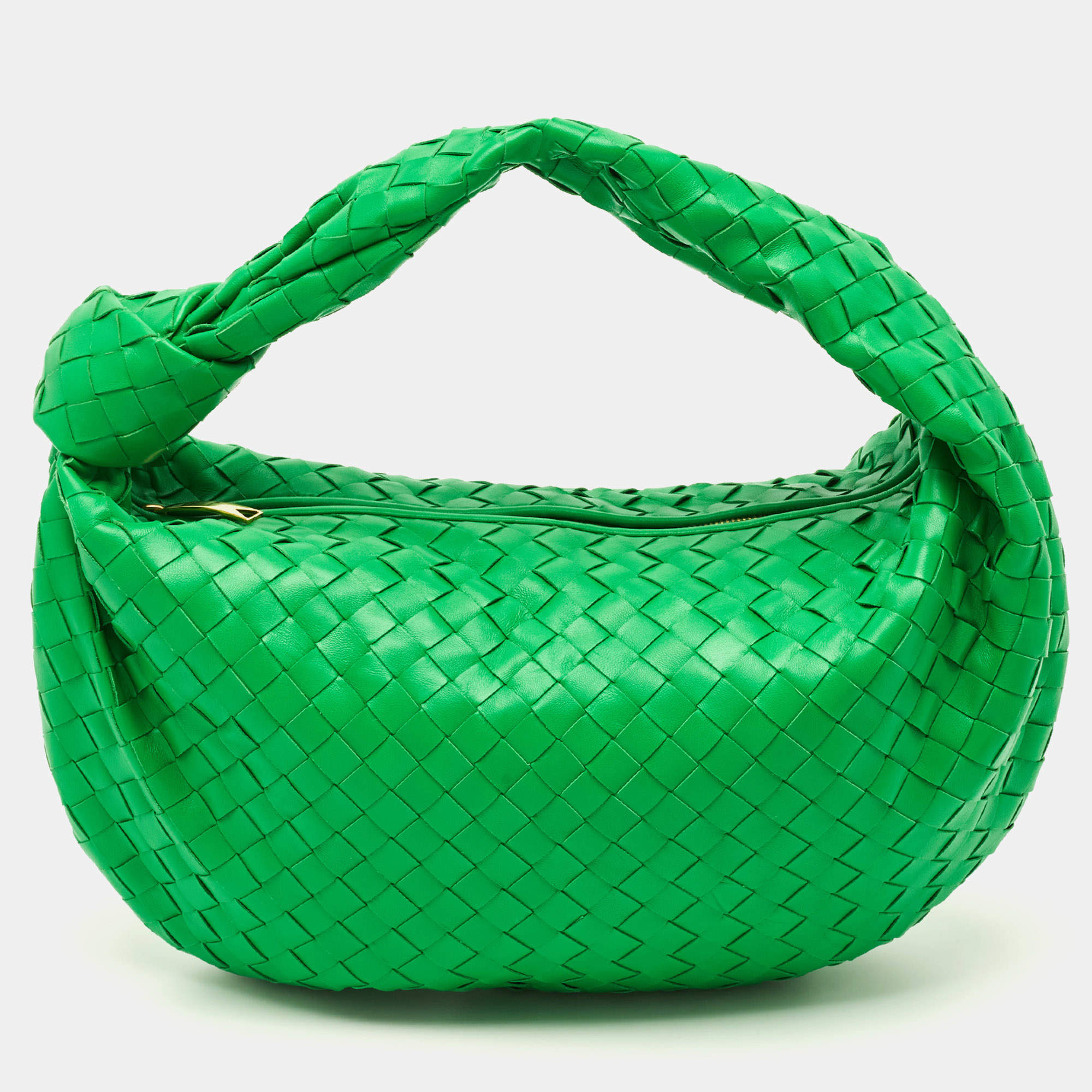 مملوكة مسبقًا Bottega Veneta Jodie Classic Green Intrecciato Leather Hobo