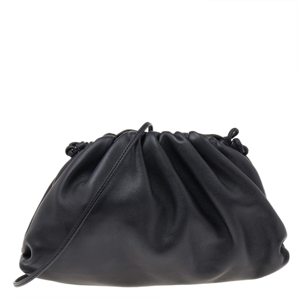 Pre Owned Bottega Veneta Black Leather Mini Pouch Clutch Bag