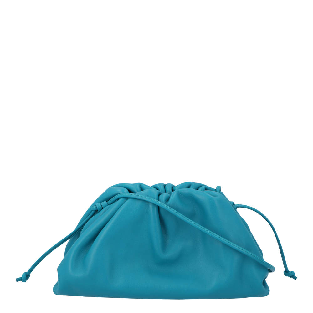 Pre Owned Bottega Veneta Blue Leather Mini Clutch Bag 