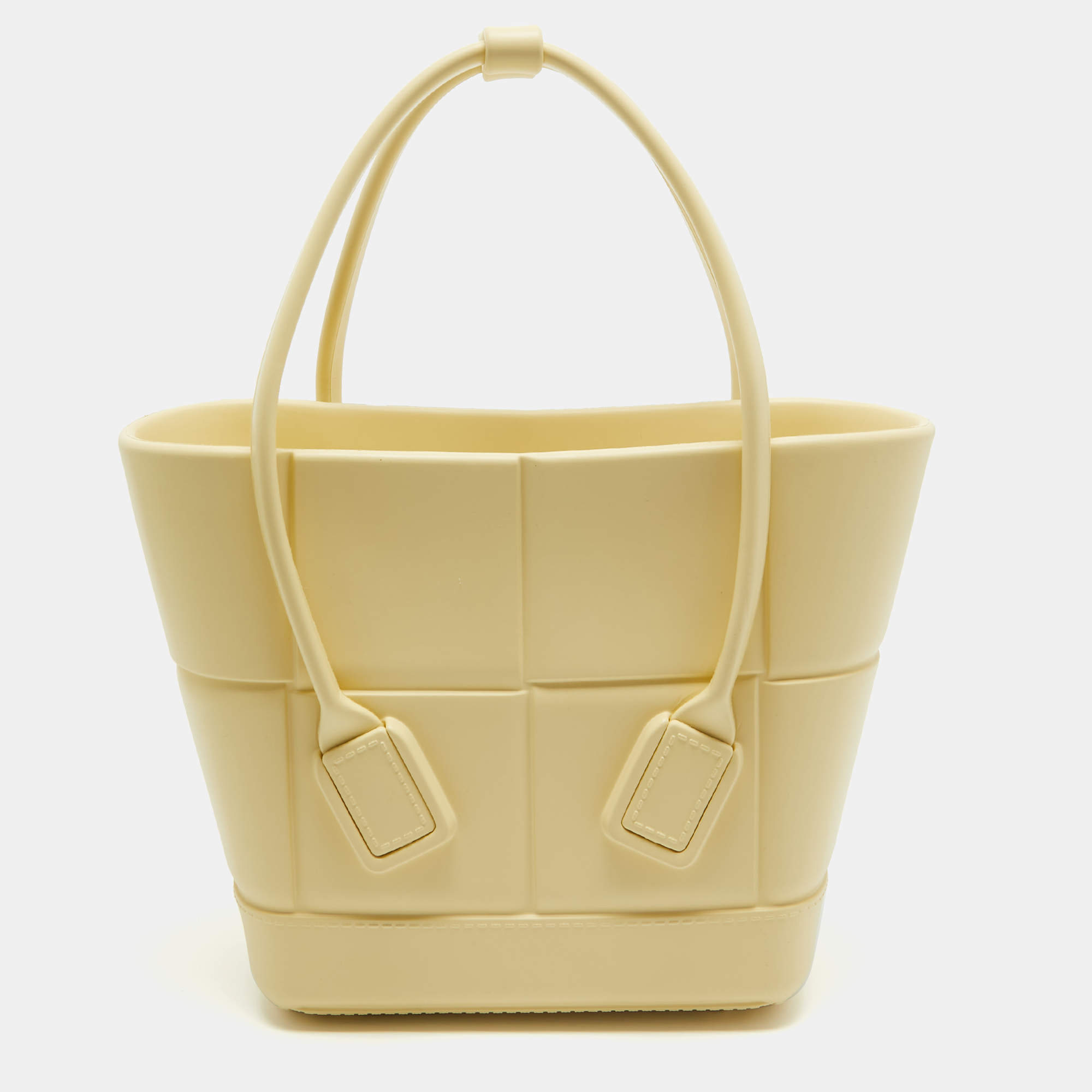 Pre Owned Bottega Veneta Cream Rubber Mini Arco Tote