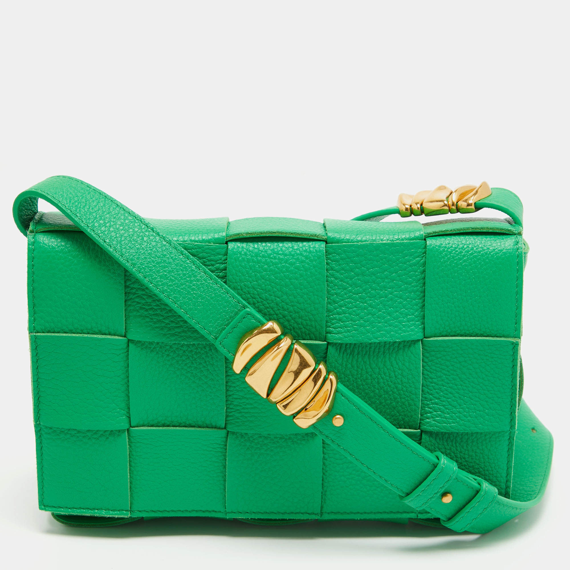 مملوكة مسبقًا Bottega Veneta Green Intrecciato Leather Cassette Shoulder Bag