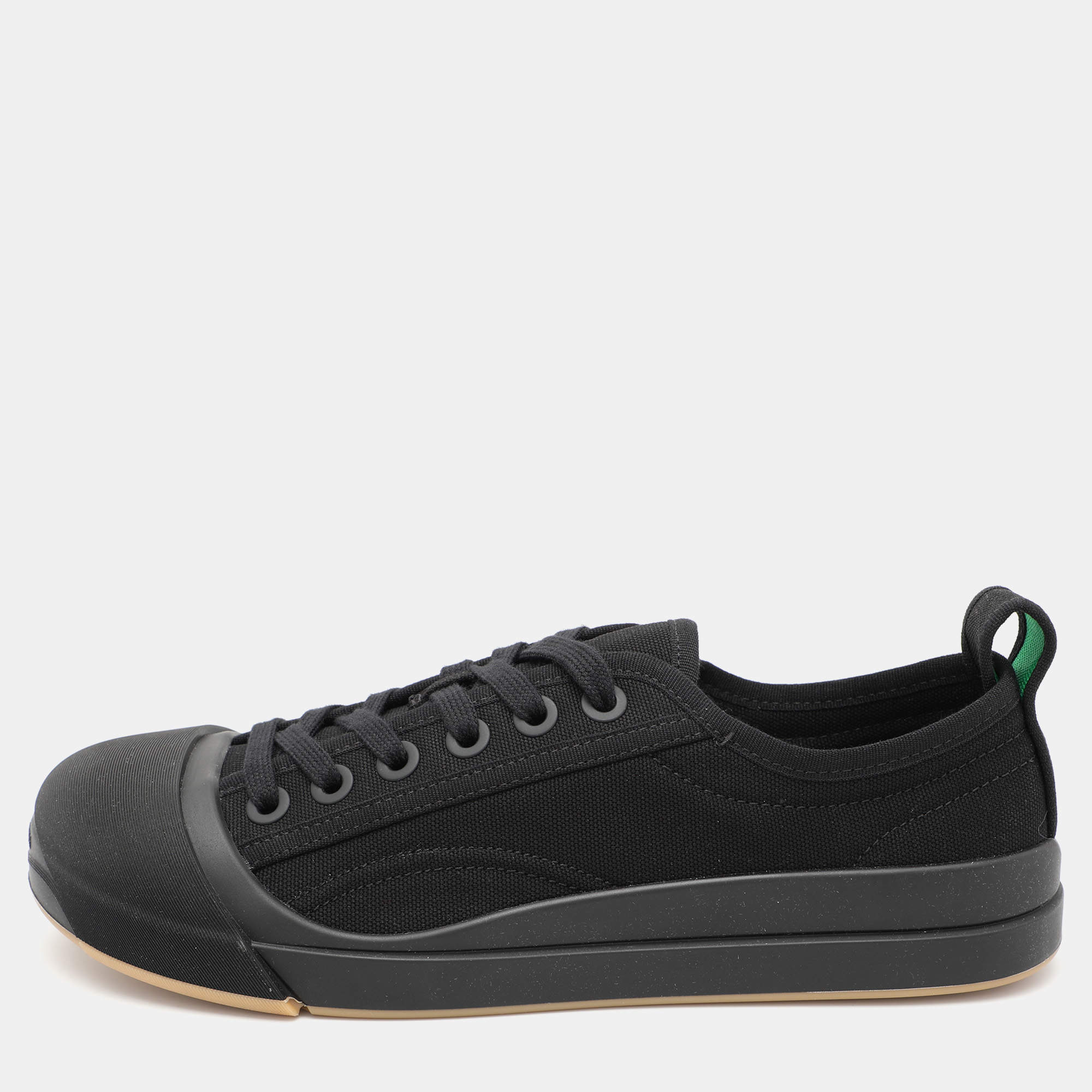 Pre Owned Bottega Veneta Black Canvas Vulcanized Sneakers Size 39