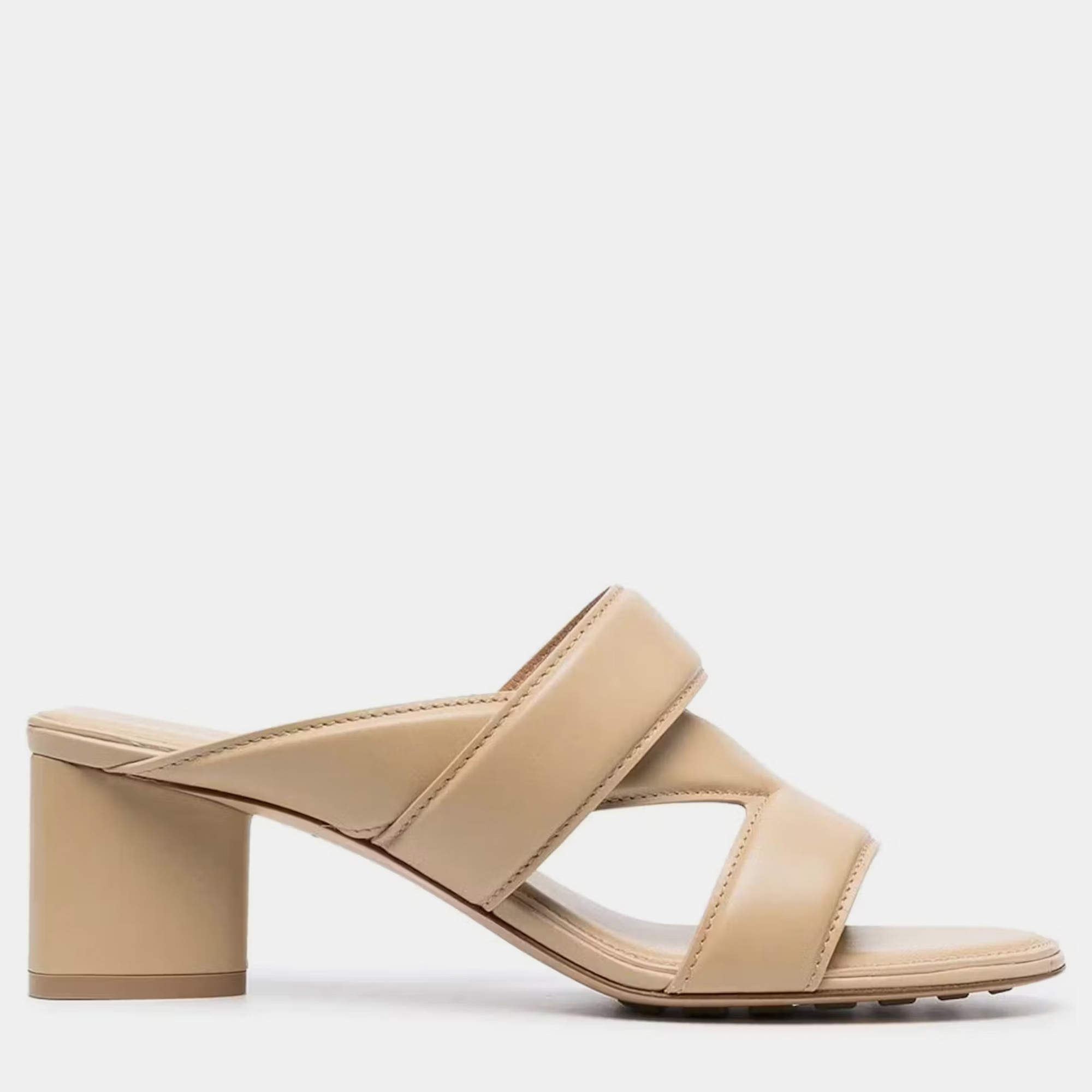 Bottega Veneta Beige Leather Crossover Strap Sandals EU 38