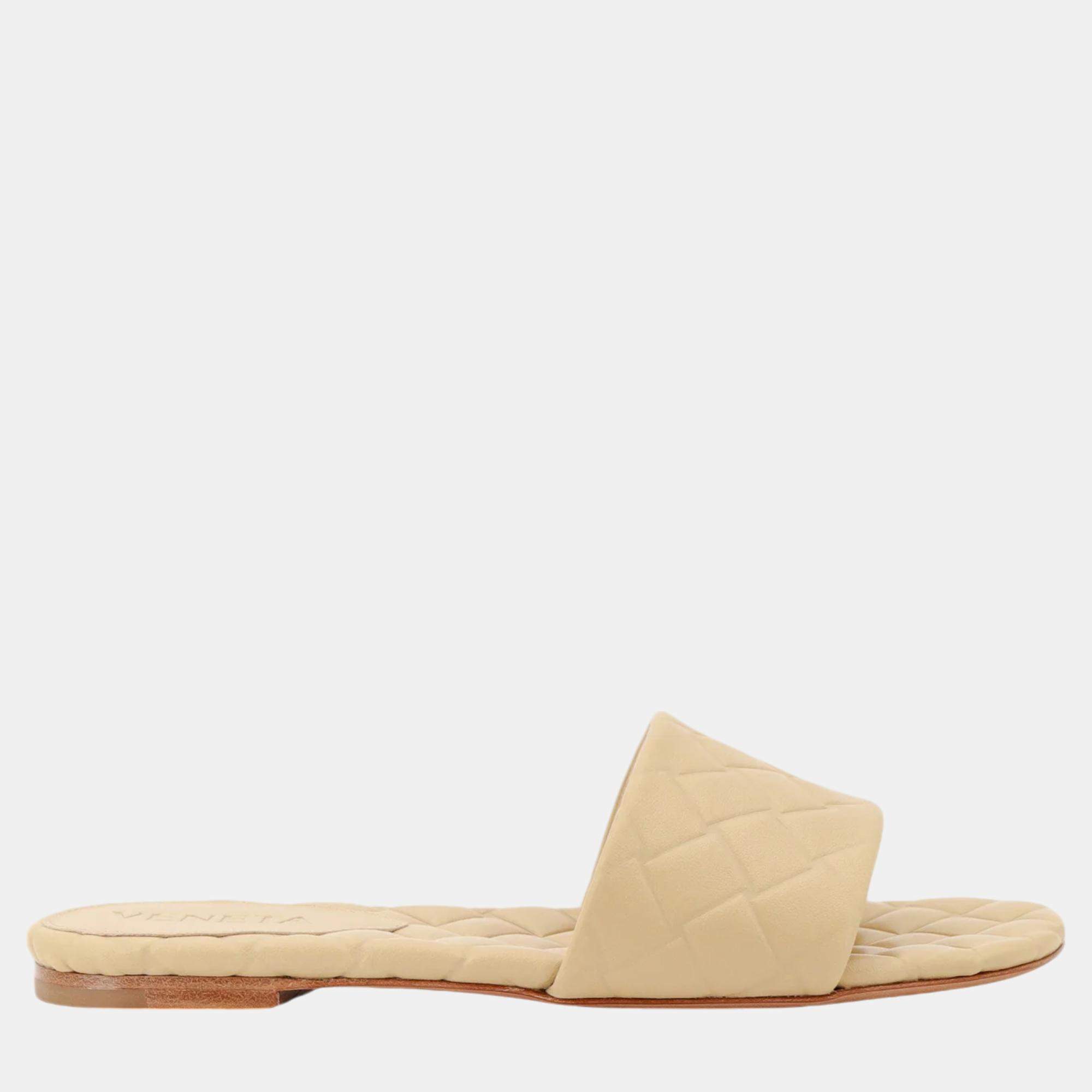 Bottega Veneta Beige Leather Amy Slide EU 37