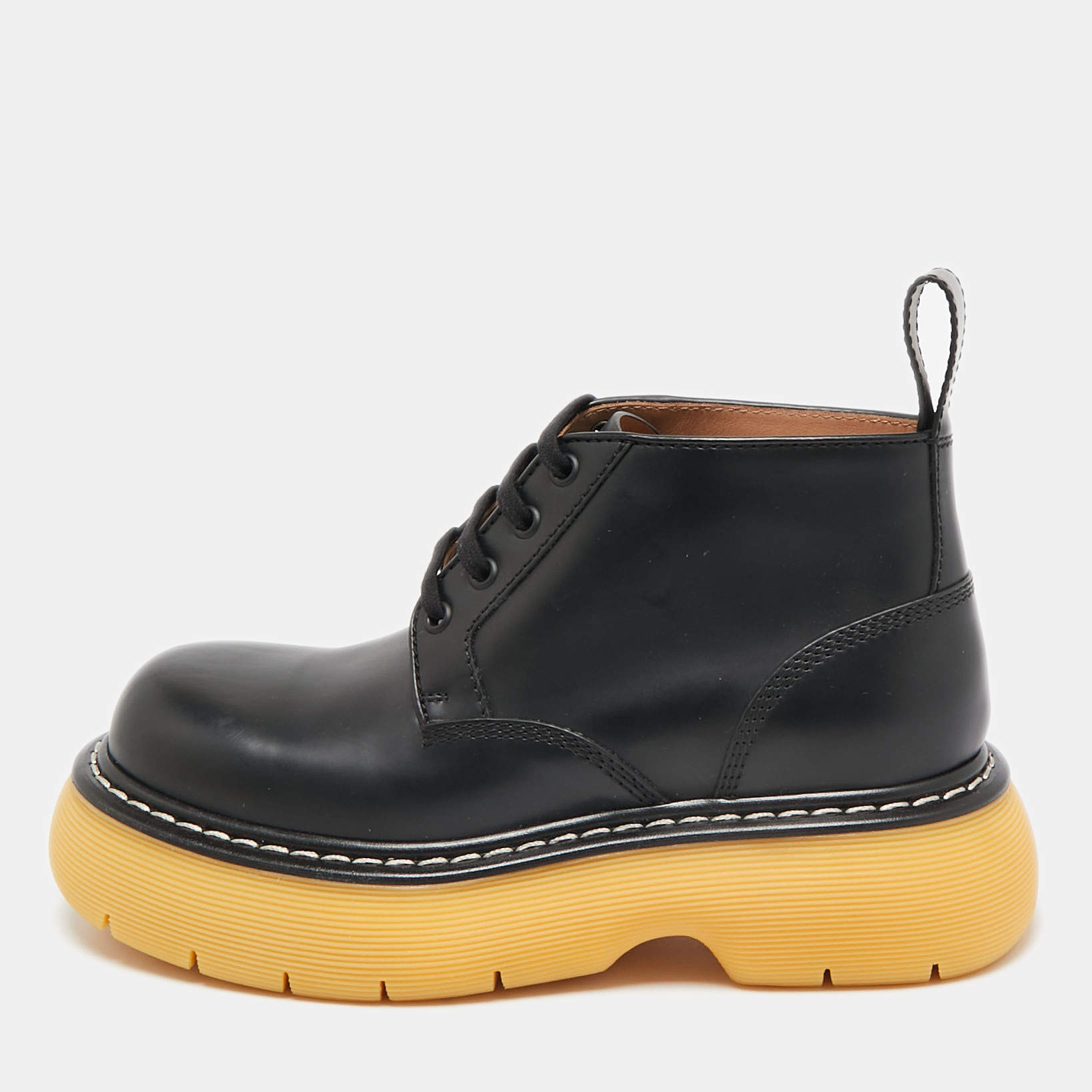 Bottega Veneta Black Leather The Bounce Ankle Boots Size 37