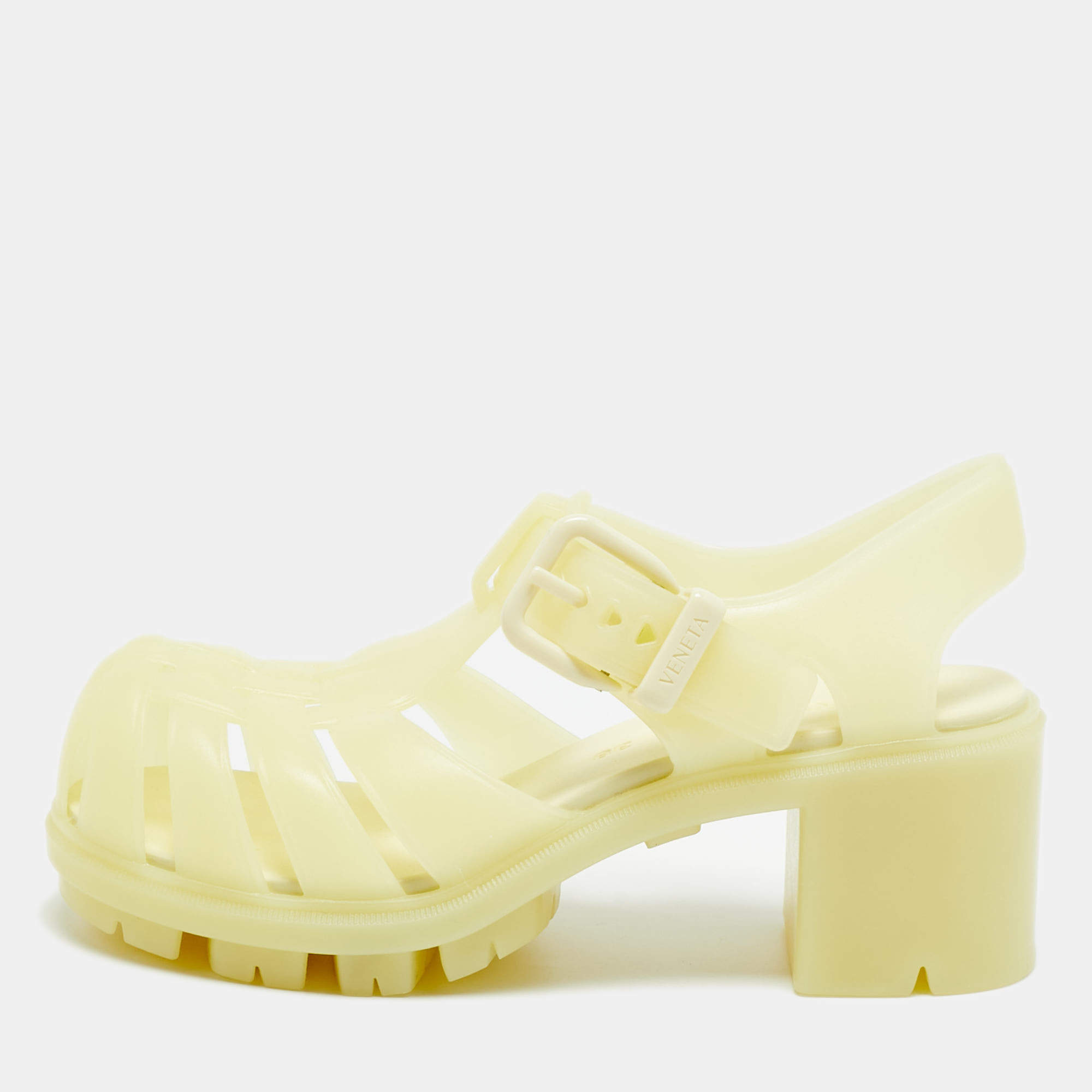 مملوكة مسبقًا صندل بوتيغا فينيتا غيرتي صيد أخضر مطاطي ستراب كاحل مقاس 38