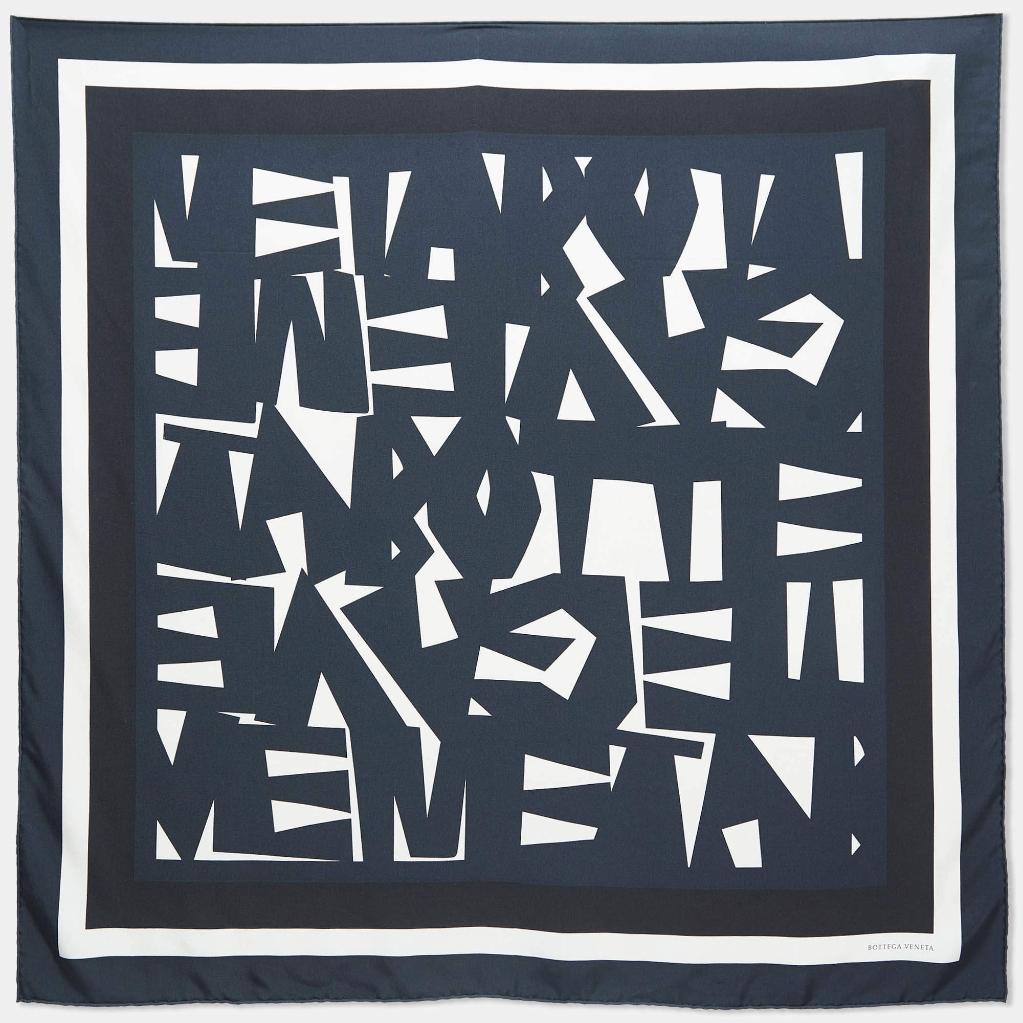 Bottega Veneta Blue Geometric Print Silk Square Scarf 