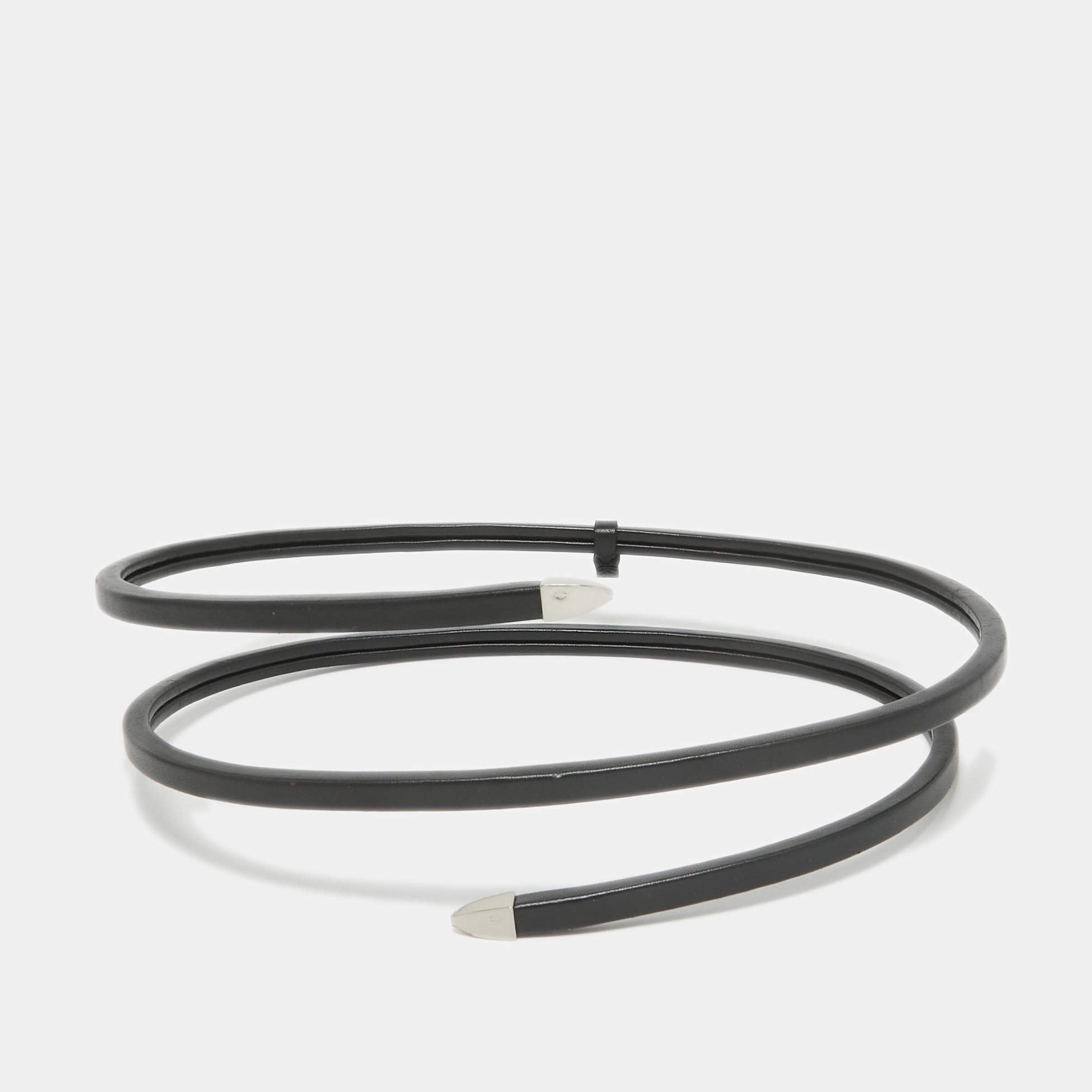 Bottega Veneta Black Leather Spiral Belt M