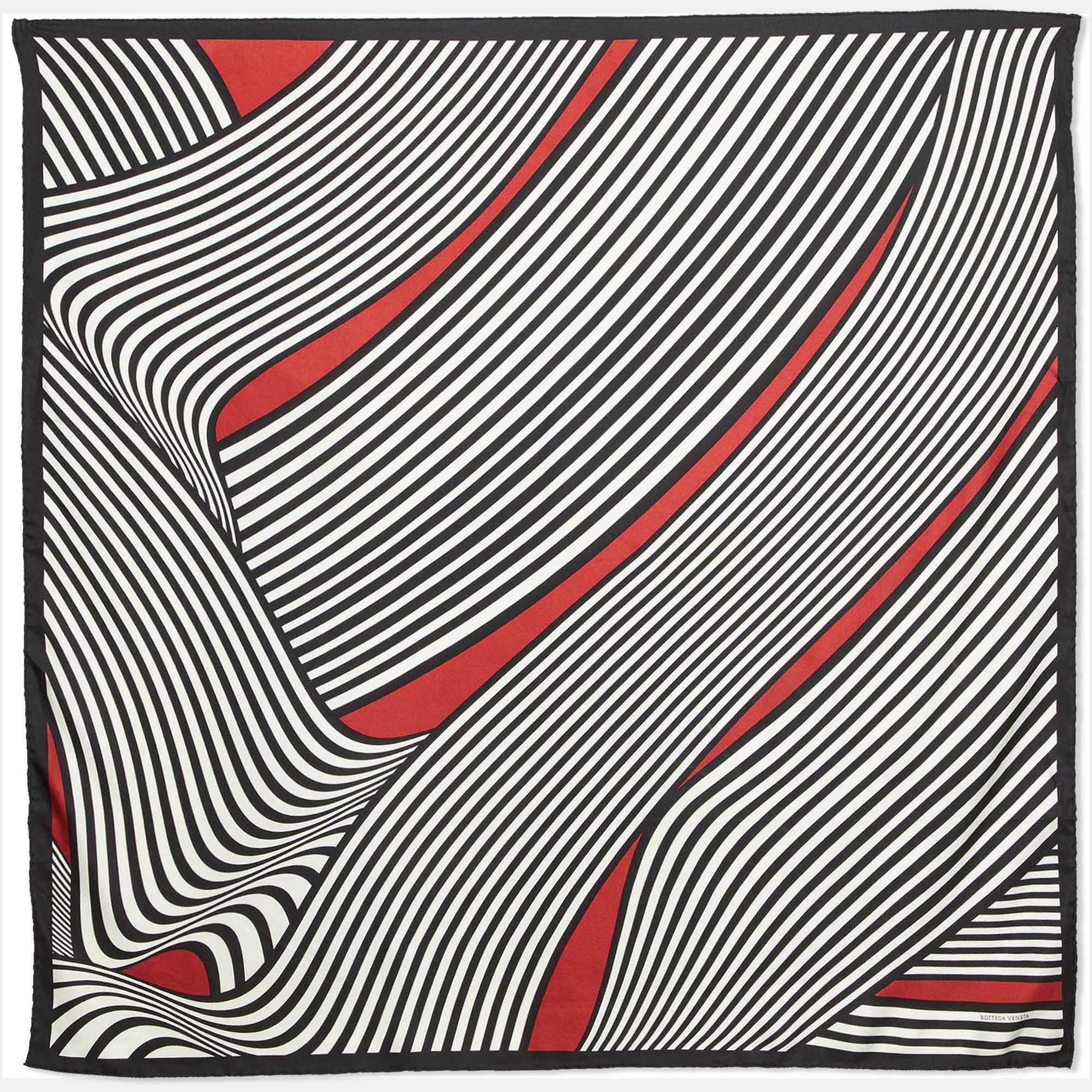 Pre Owned Bottega Veneta Black/Red Printed Silk Scarf