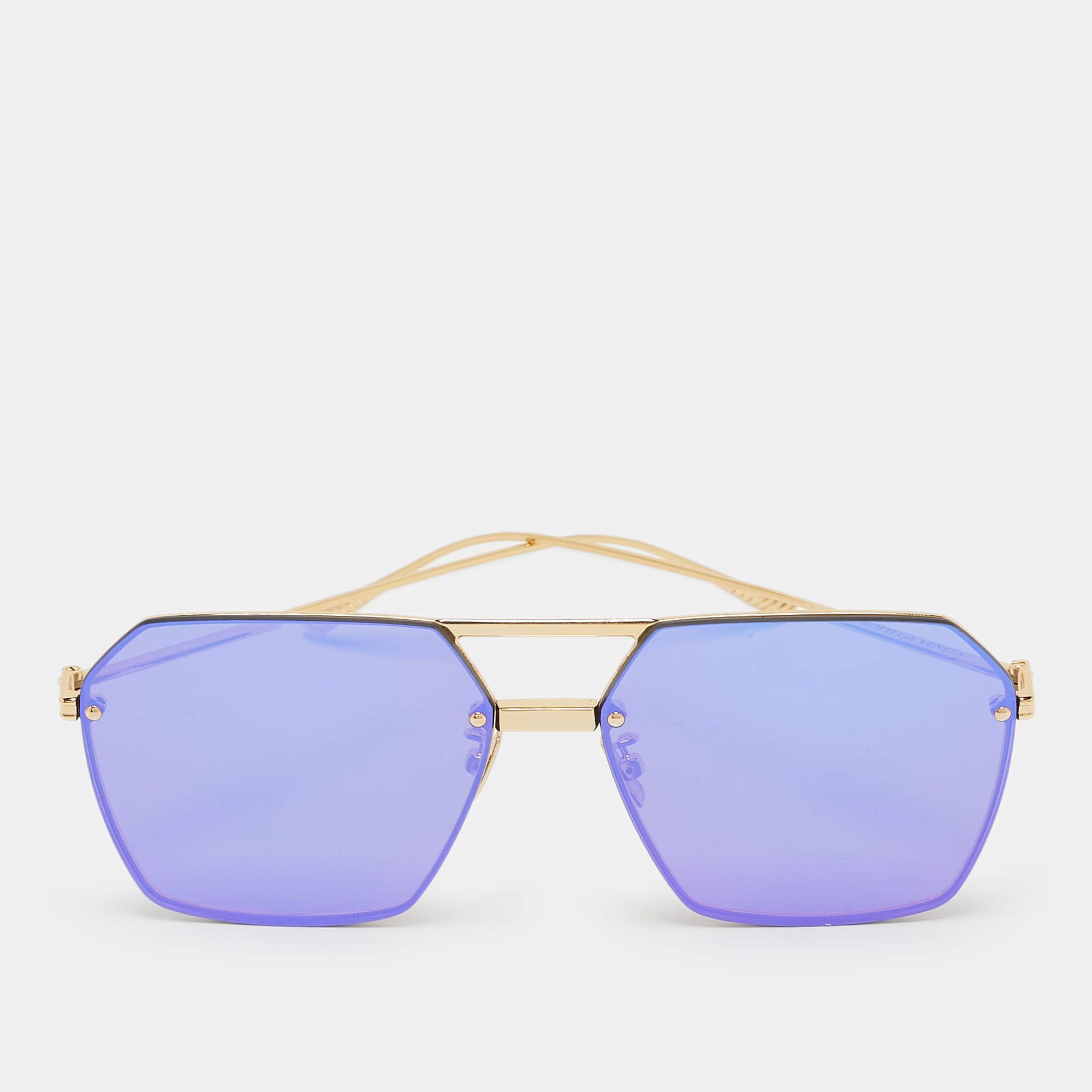 Bottega Veneta Blue  Gold Tone BV1045S Sunglasses