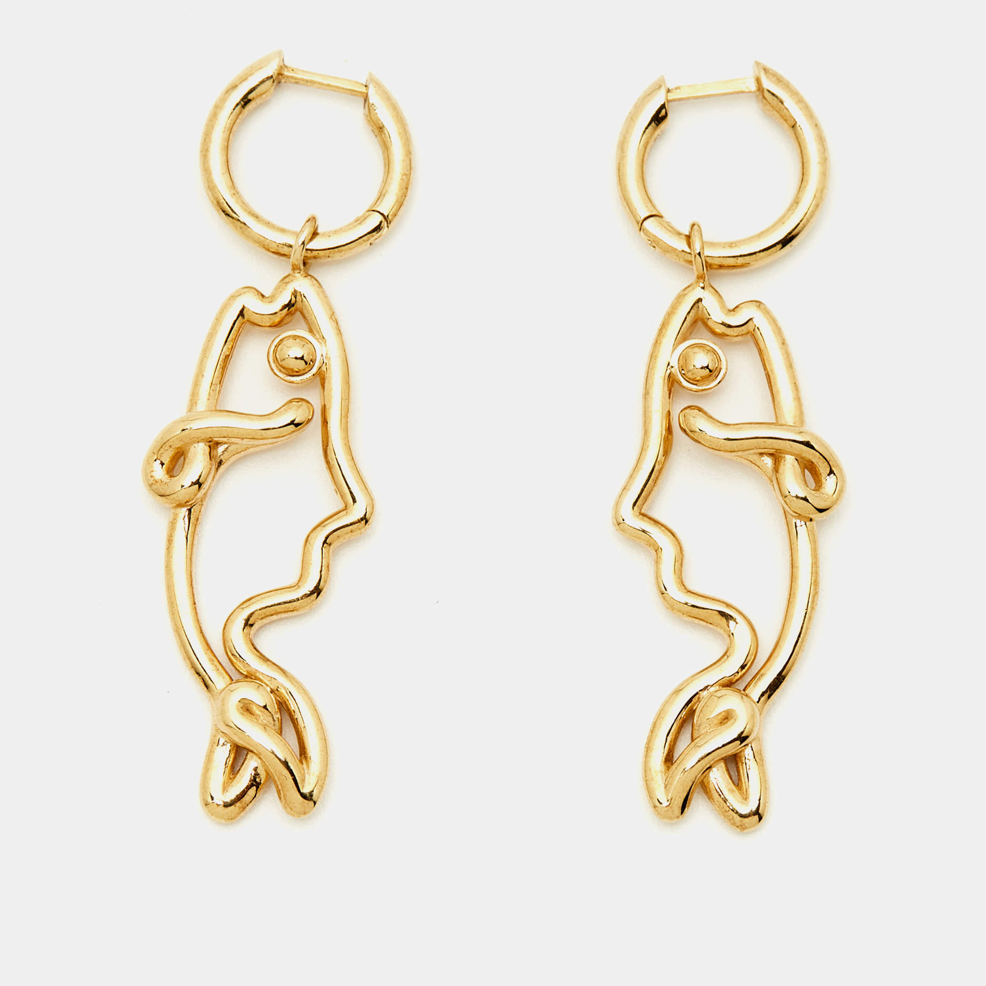 Pre Owned Bottega Veneta Fish Gold Tone Sterling Silver Earrings