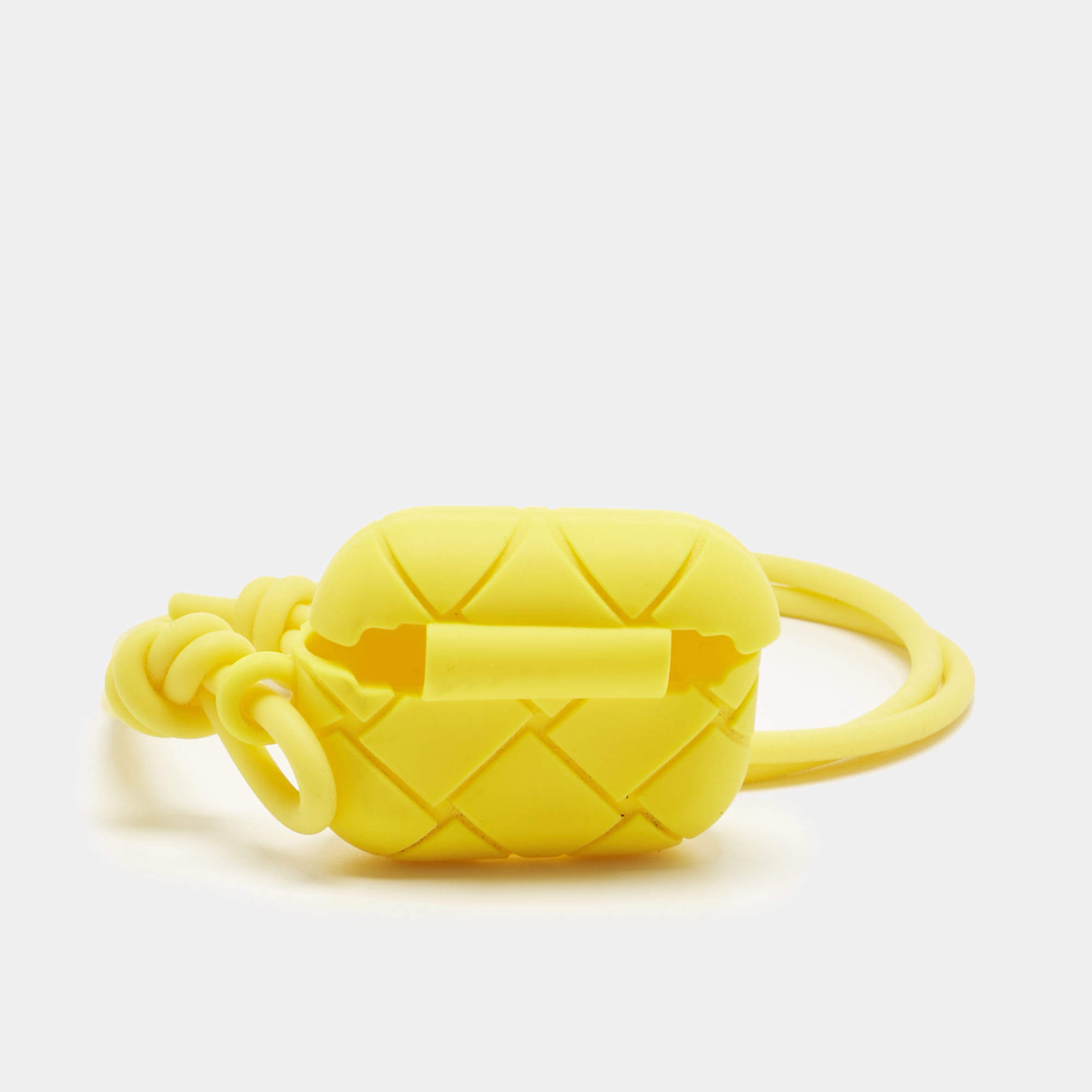 Pre Owned Bottega Veneta Yellow Intrecciato Rubber AirPods Pro Case