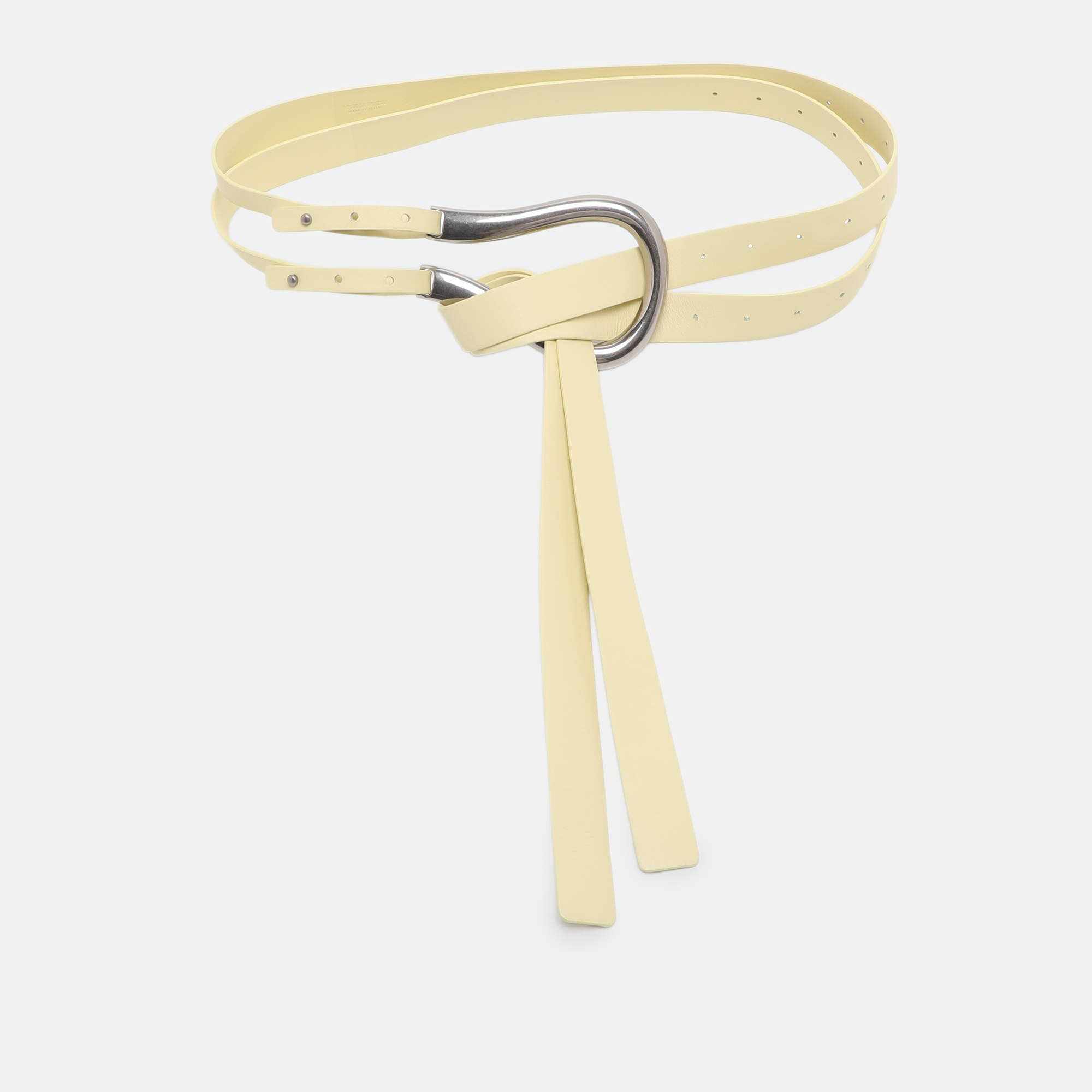 Pre Owned Bottega Veneta Lime Leather Double Strap Horsebit Buckle Waist Belt S