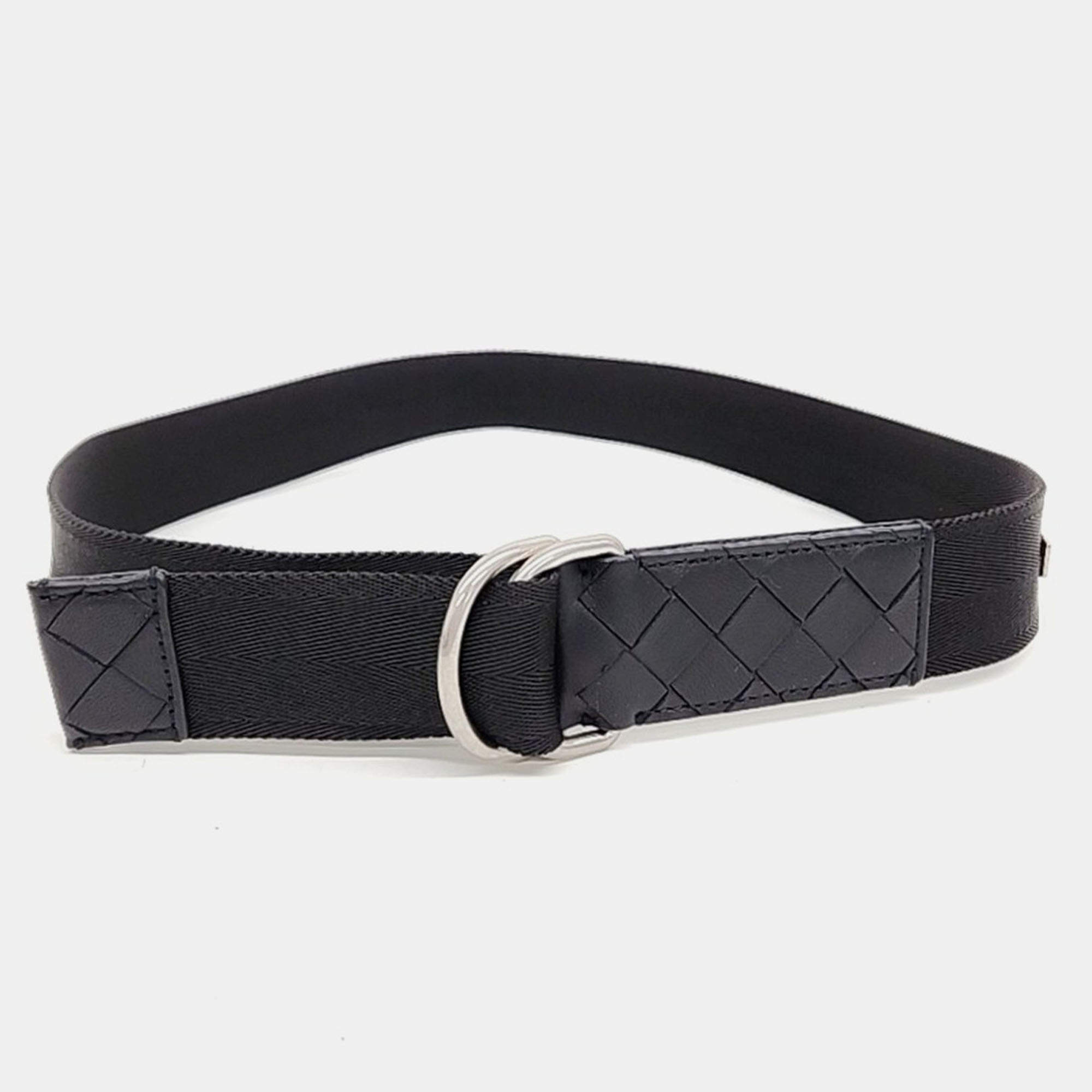 Pre Owned Bottega Veneta Black Fabric Belt