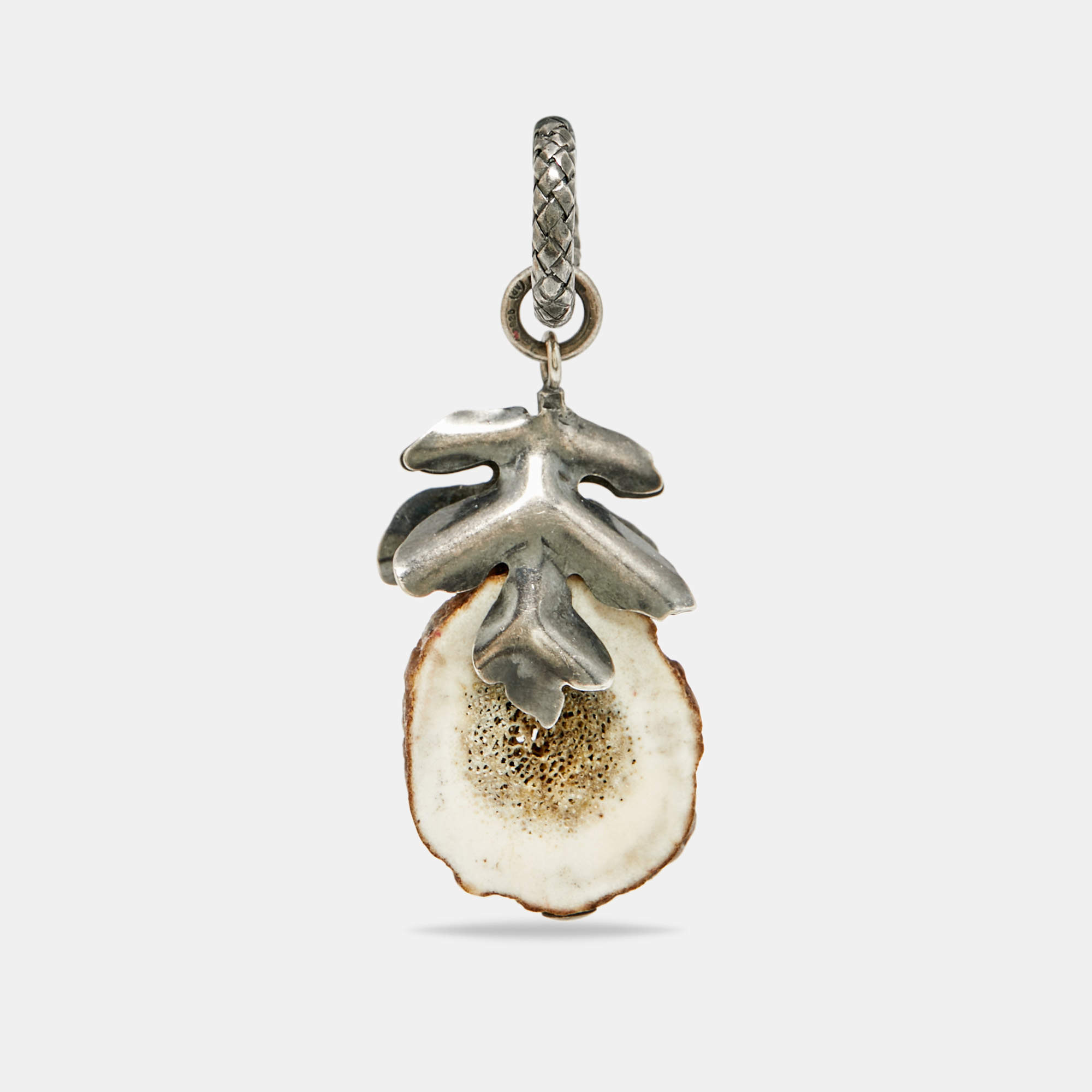 مملوكة مسبقًا Bottega Veneta Resin Fig Leaf Silver 925 Pendant
