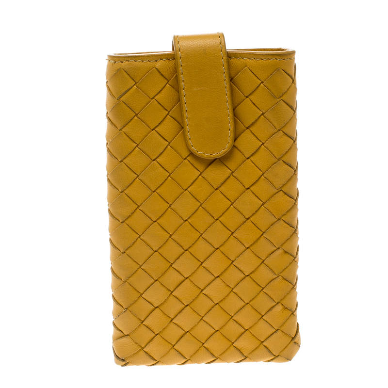 Bottega Veneta Yellow Intrecciato Leather Phone Case