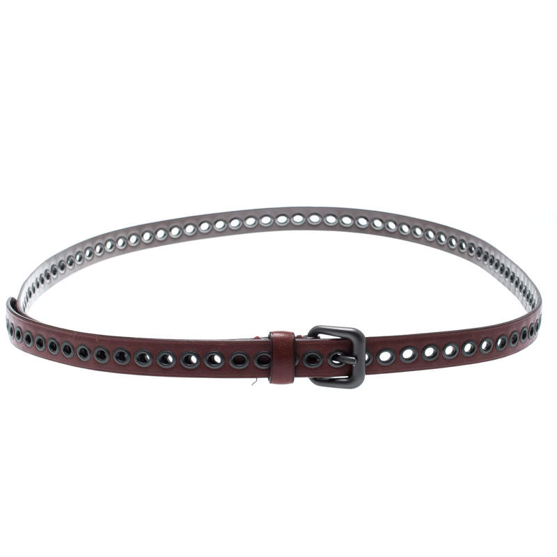 Pre Owned Bottega Veneta Red RIng Hole Leather Belt One Size
