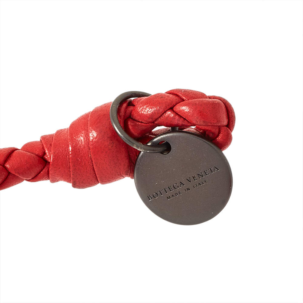 Bottega Veneta Intrecciato Red Nappa Leather Open Cuff Bracelet Bottega  Veneta