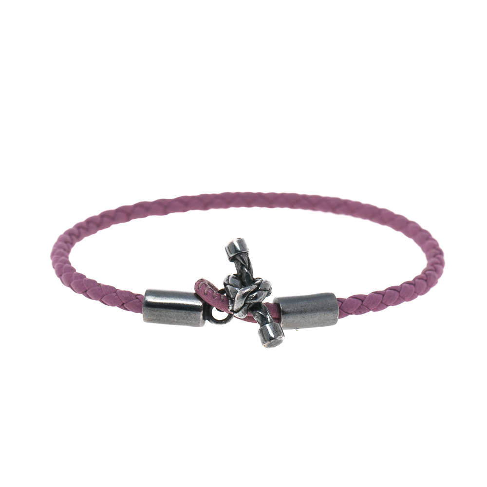 مملوكة مسبقًا سوار بوتيغا فيتينا جلد إنترشياتو وردي بعقدة فضي