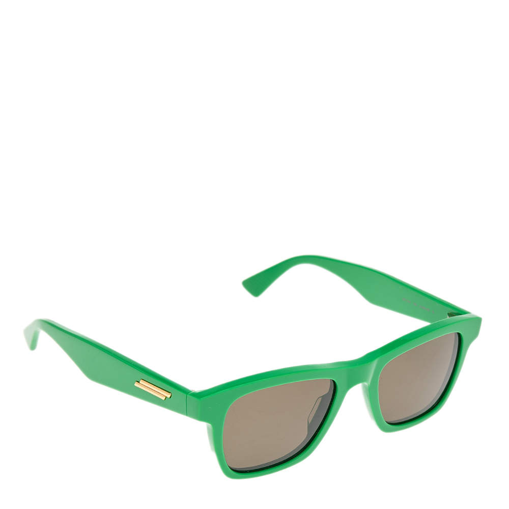 Bottega Veneta Green/Grey BV1120S Rectangle Sunglasses
