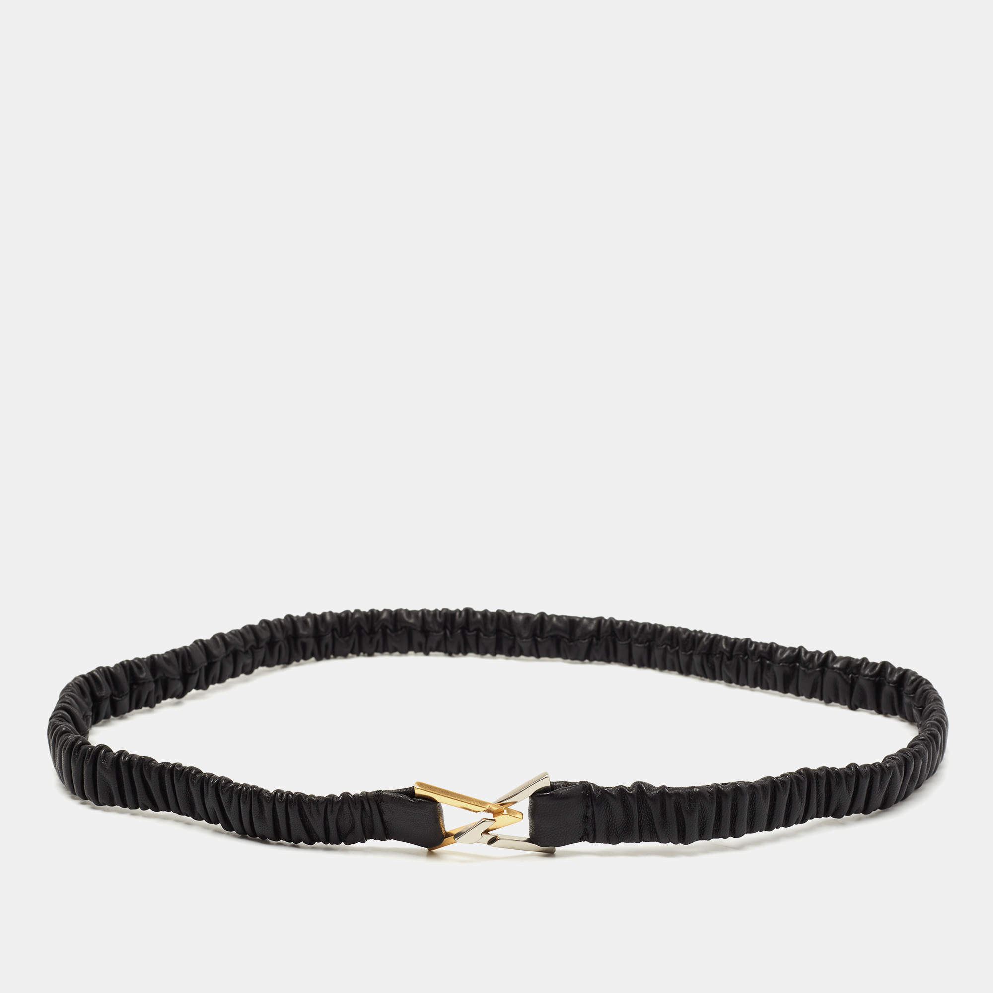 Pre Owned Bottega Veneta Black Leather Slim Waist Belt M