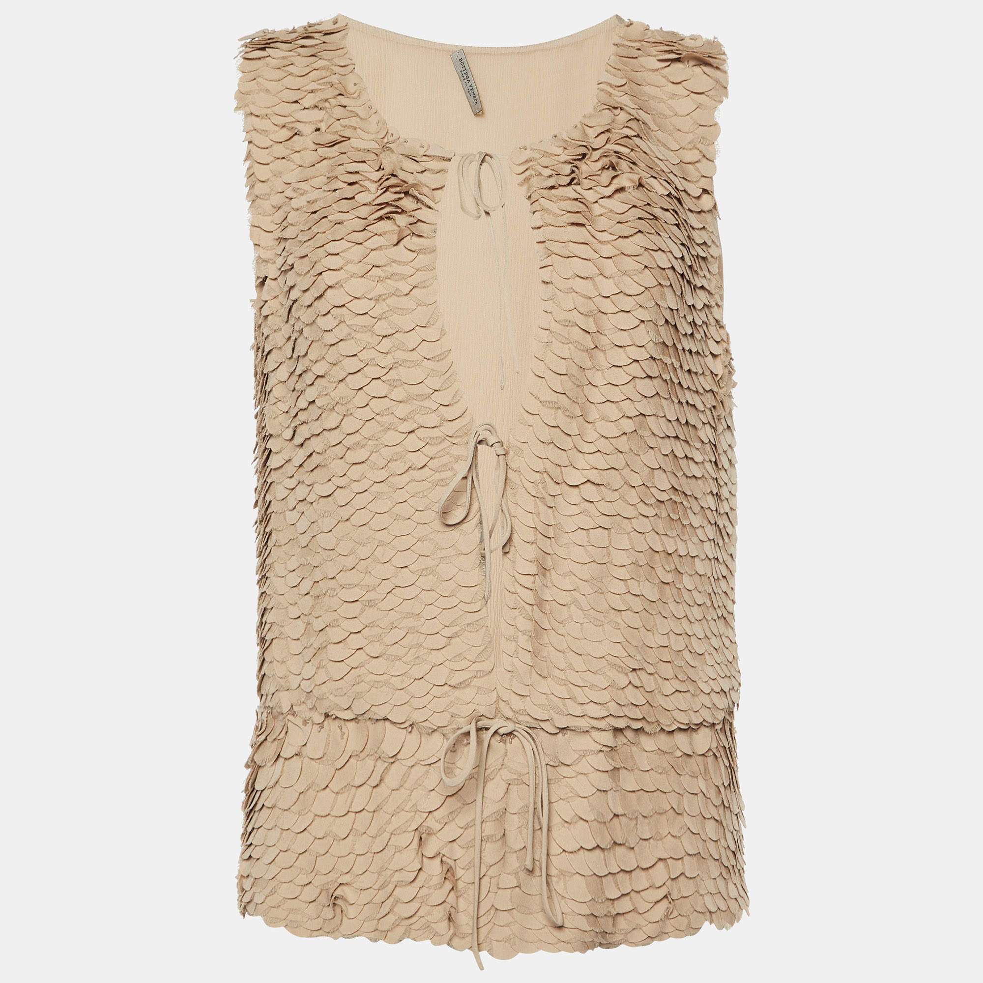 Bottega Veneta Beige Silk Front Tie-Up Top S