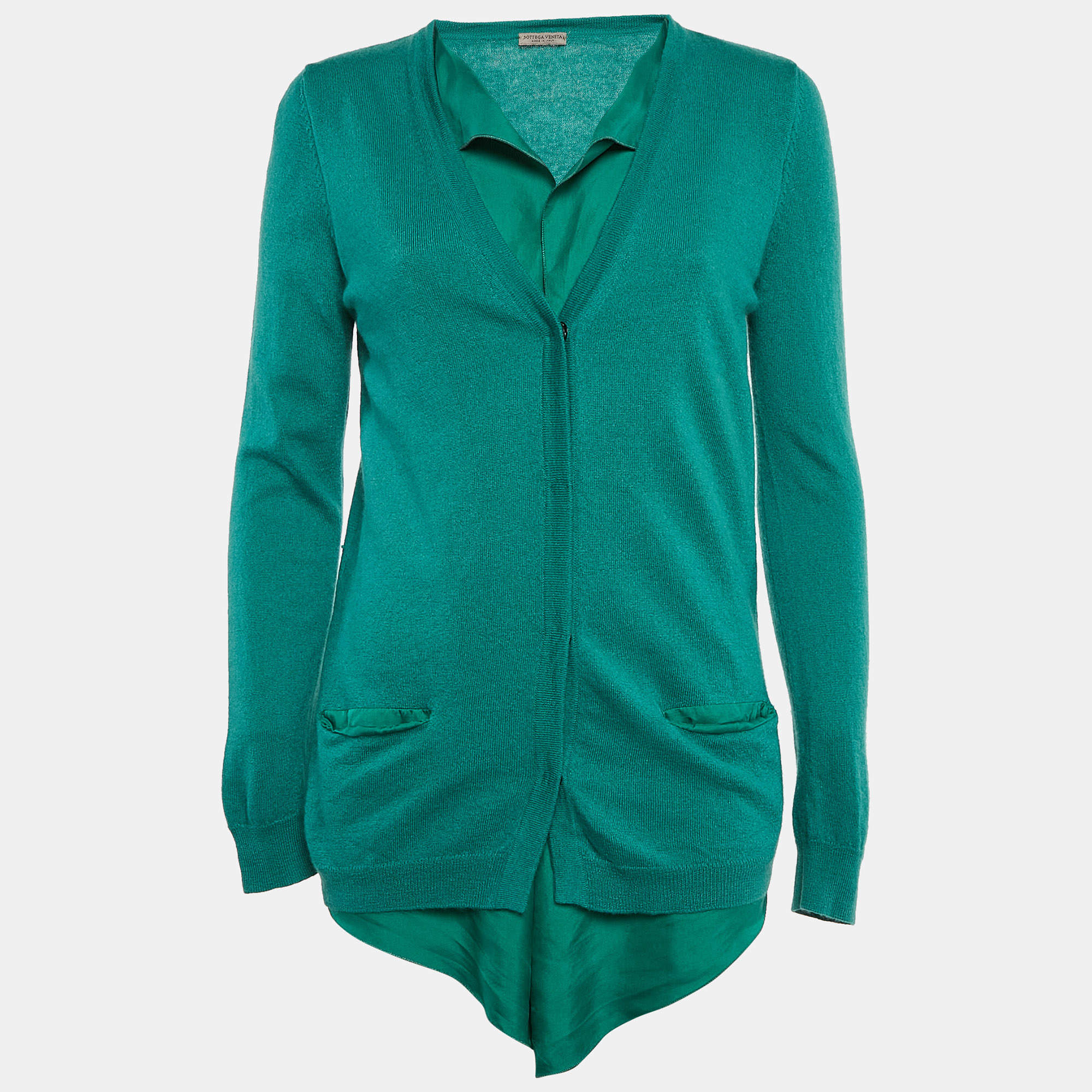 Bottega Veneta Green Cashmere and Silk Layered Cardigan S