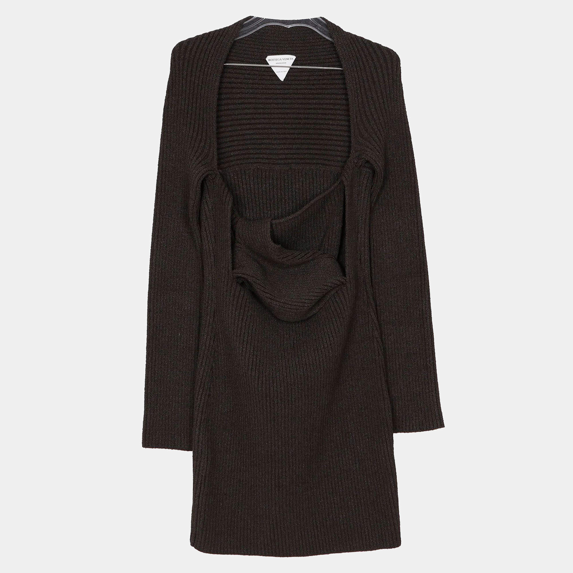 Bottega Veneta Brown Rib Knit Dress Size 42