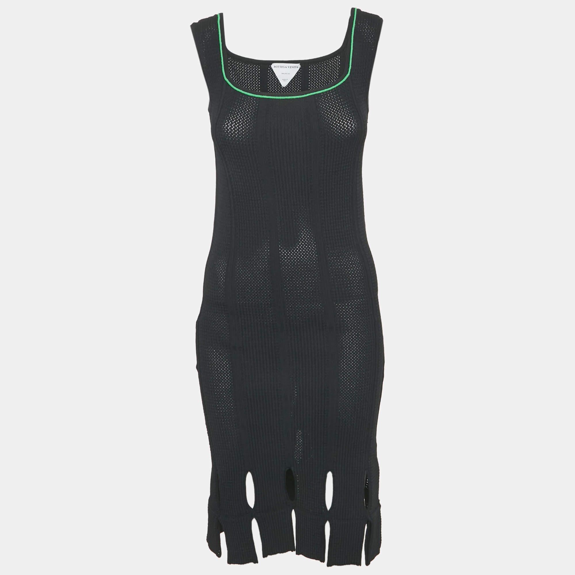 Bottega Veneta Black Knit Sleeveless Knee-Length Dress S