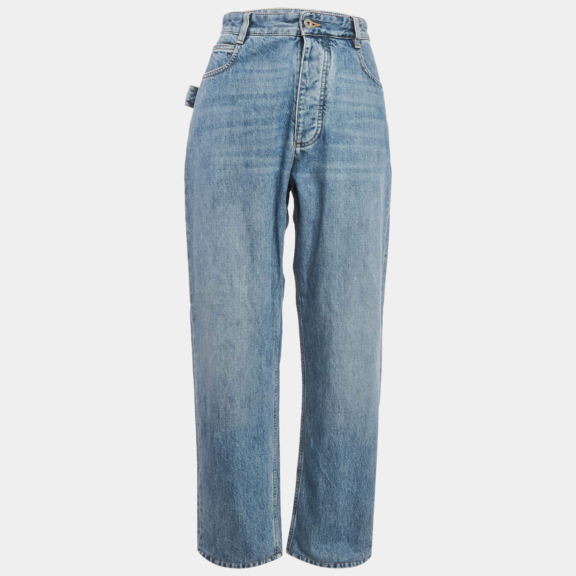 مملوكة مسبقًا Bottega Veneta Blue Denim Wide Leg Jeans M