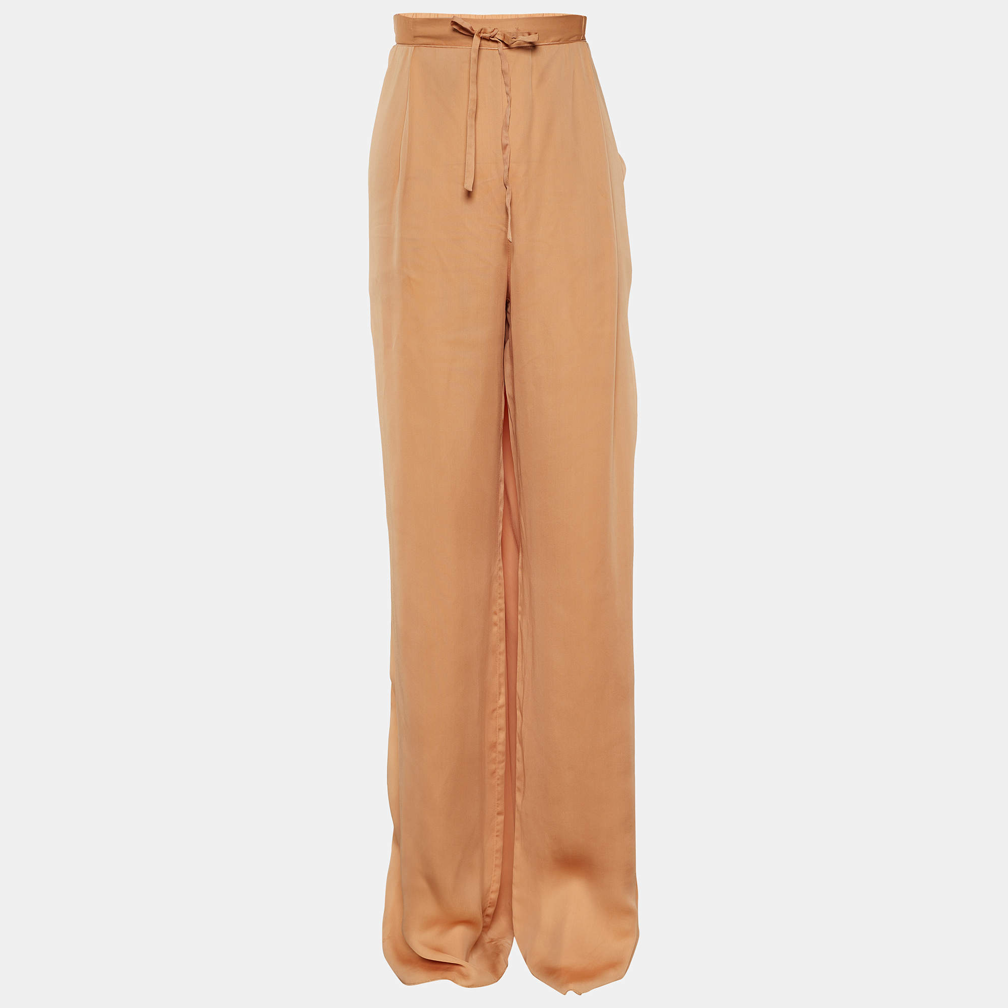 Bottega Veneta Orange Satin Straight Pants M