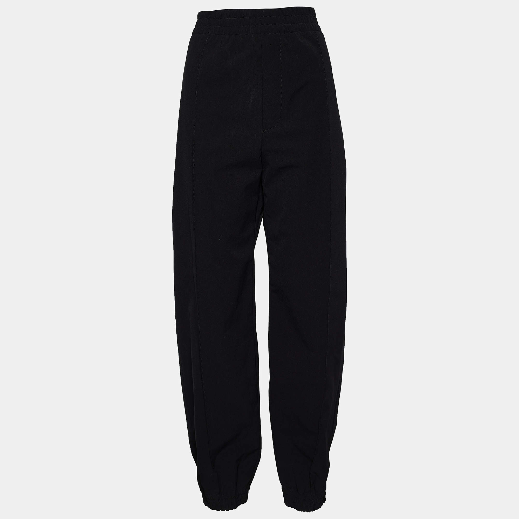 Bottega Veneta Black Stretch Nylon Elasticized Waist Trousers L