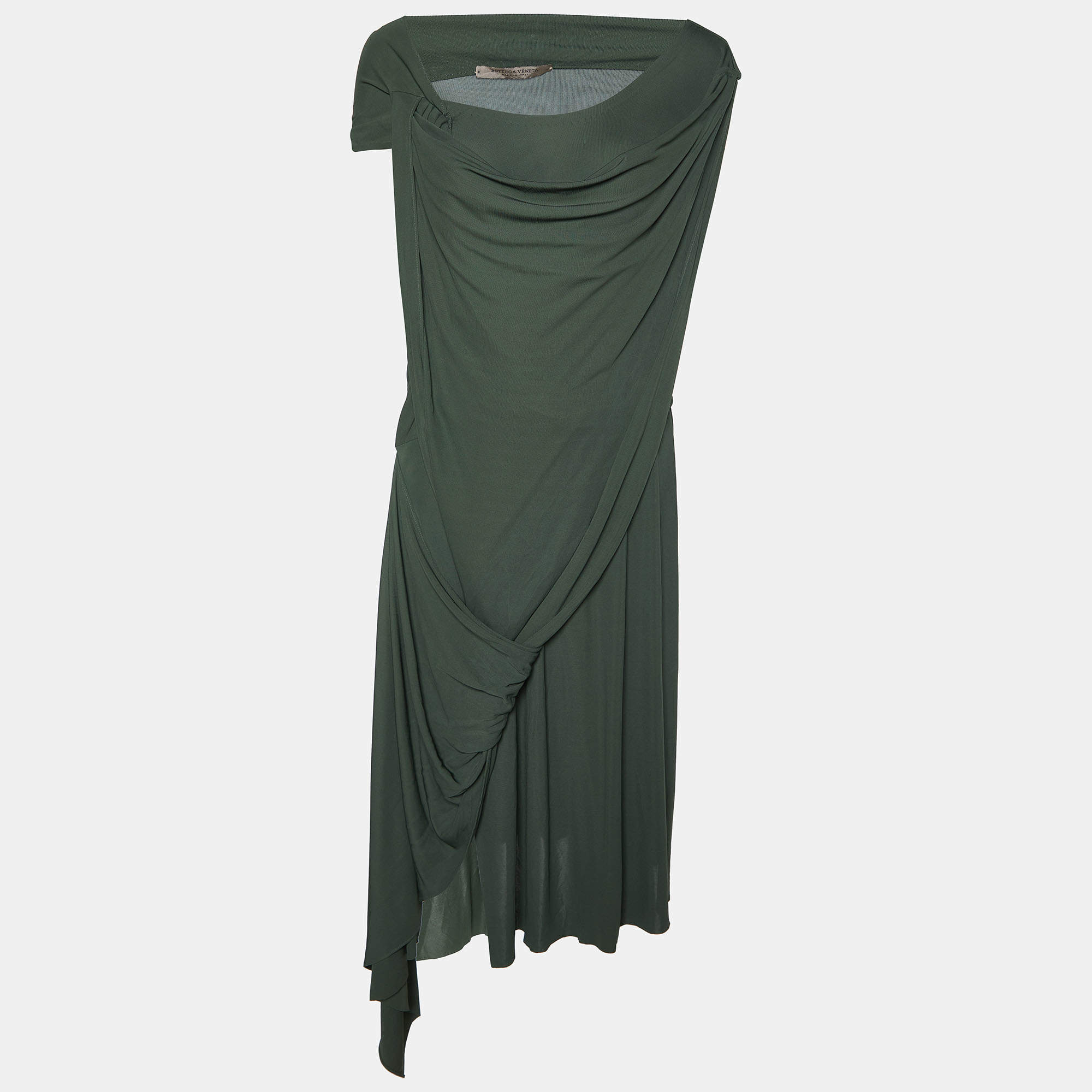 مملوكة مسبقًا Bottega Veneta Green Jersey Draped Sleeveless Midi Dress M