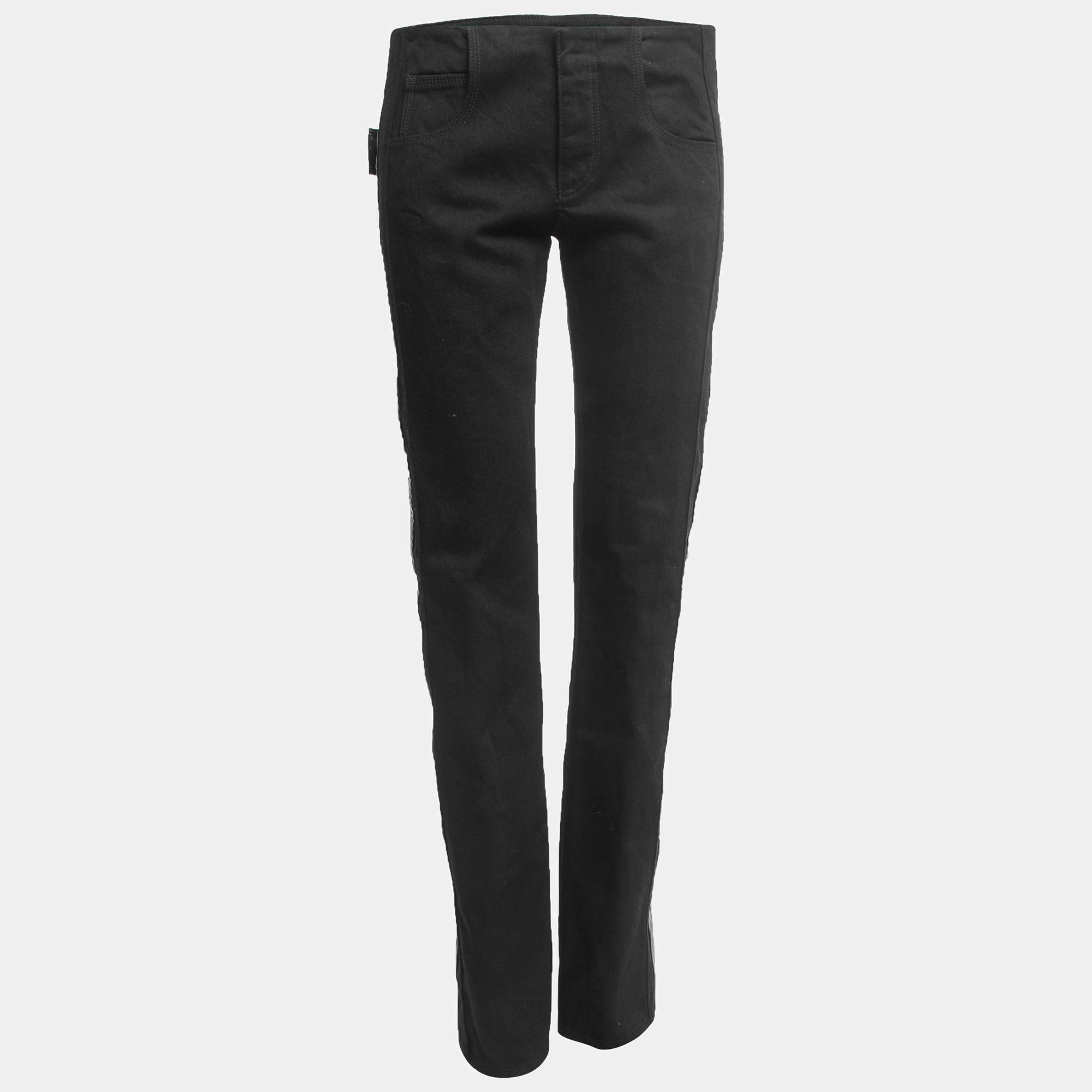 Pre Owned Bottega Veneta Black Denim Trim Detail High Waist Jeans S