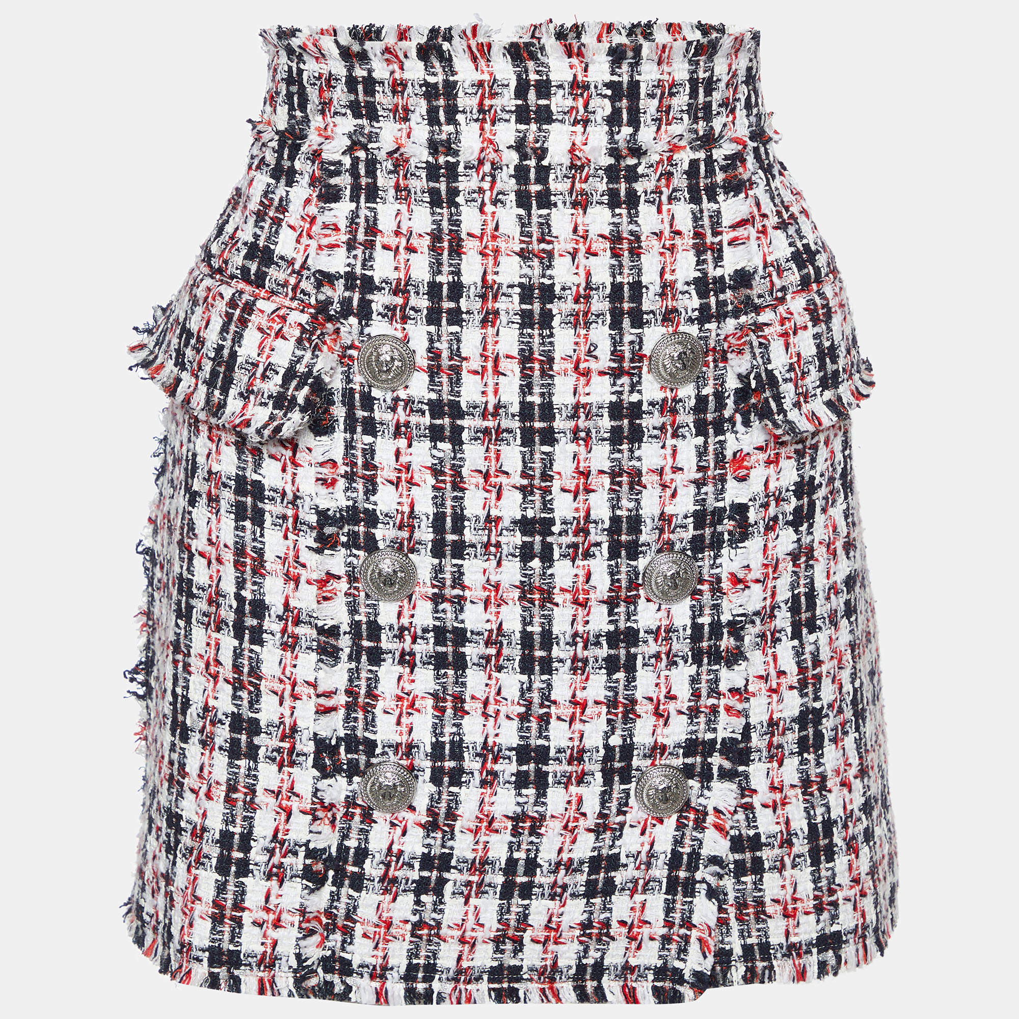 Pre Owned Balmain Multicolor Tweed Mini Skirt M