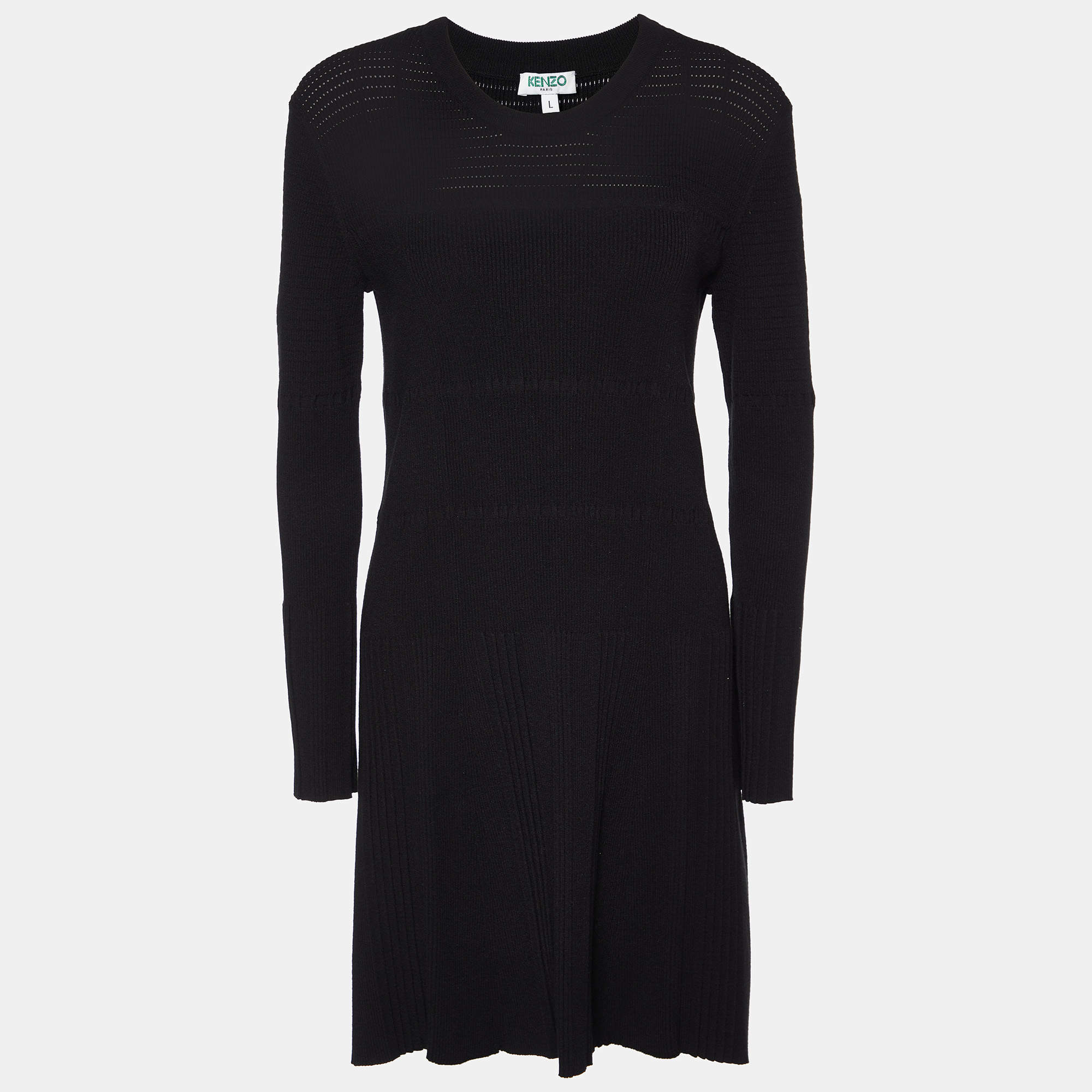 Kenzo Black Knit Mini Dress L