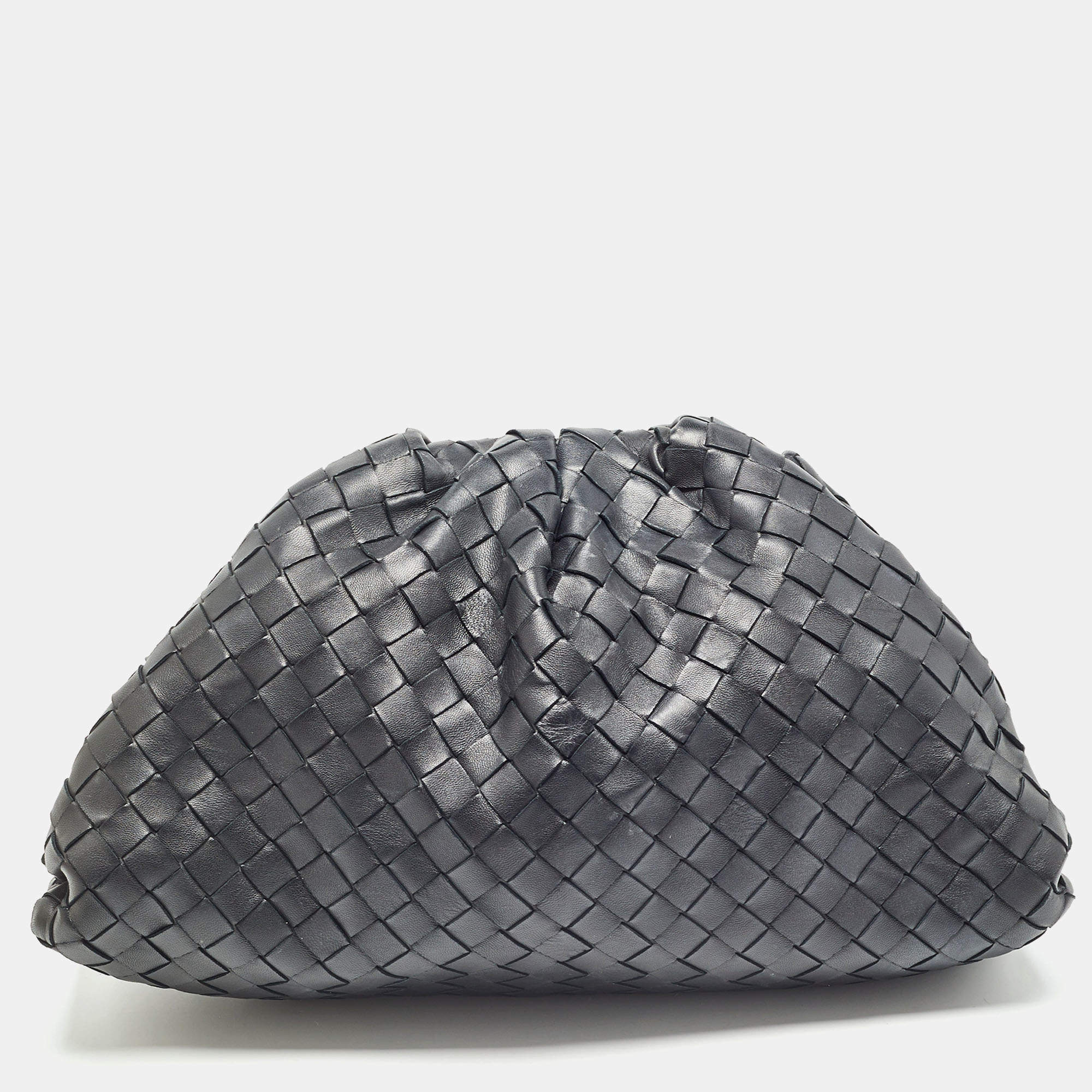 Pre Owned Bottega Veneta Black Intrecciato Leather Classic Pouch