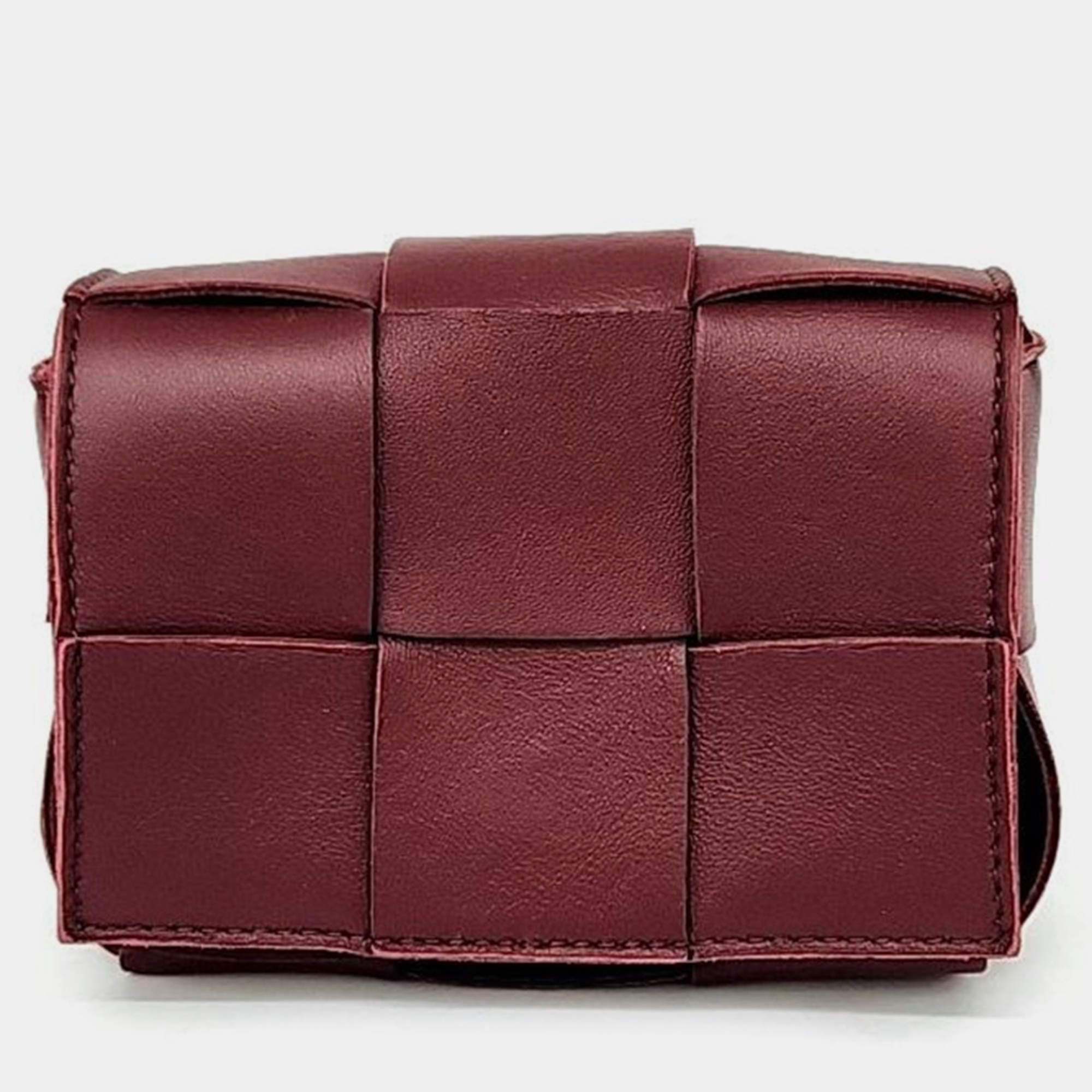 Bottega Veneta Burgundy Maxi Intrecciato Cassette Crossbody Bag