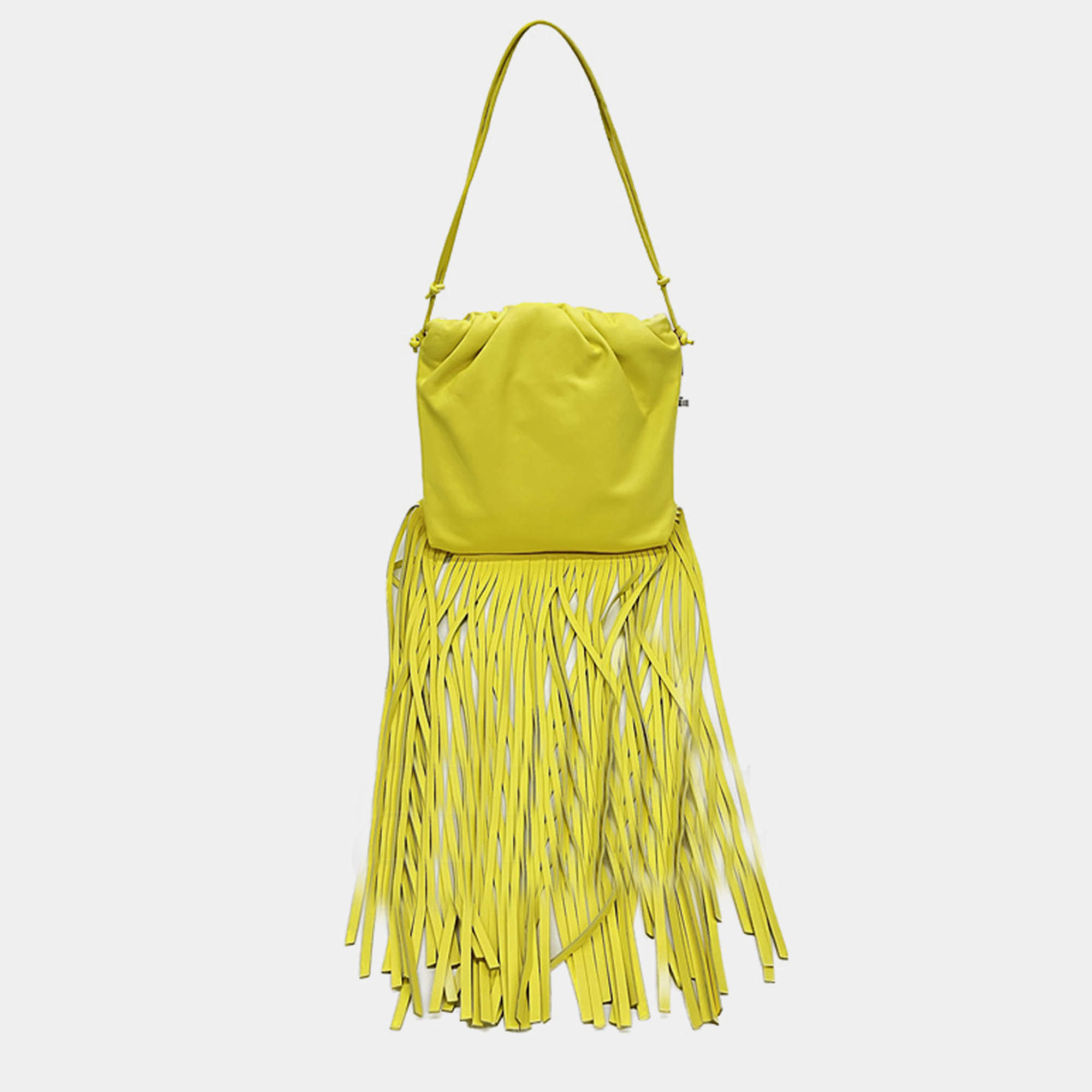 Pre Owned Bottega Veneta Yellow Nappa The Fringe Shoulder Bag