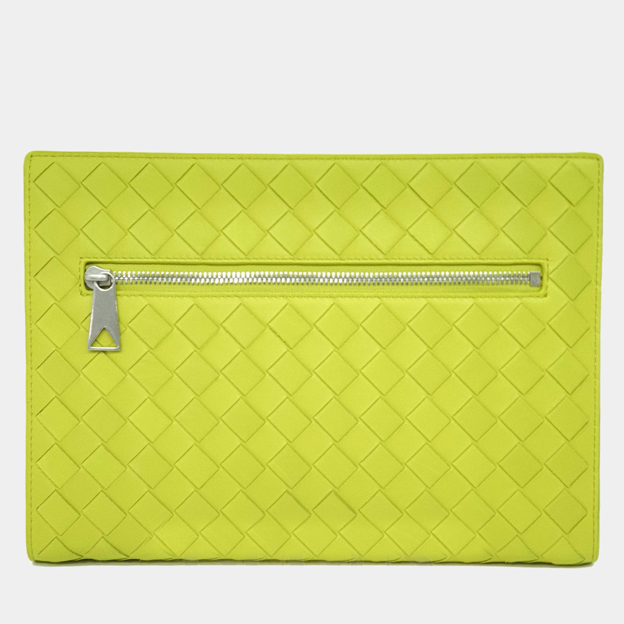 Bottega Veneta Green Intrecciato Leather Clutch