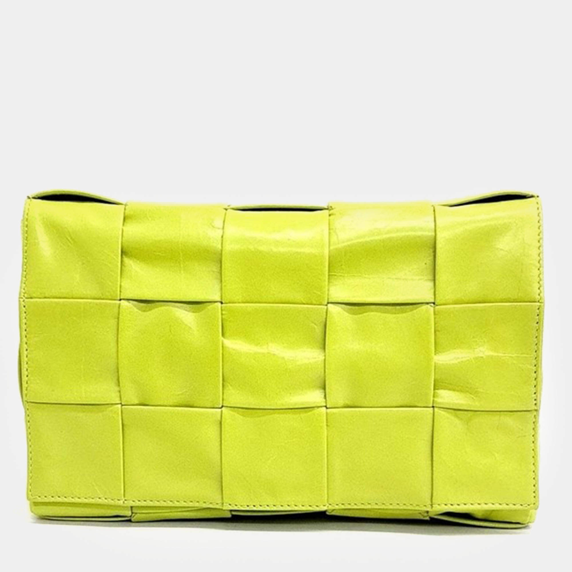 Bottega Veneta Yellow Leather Cassette Shoulder Bag