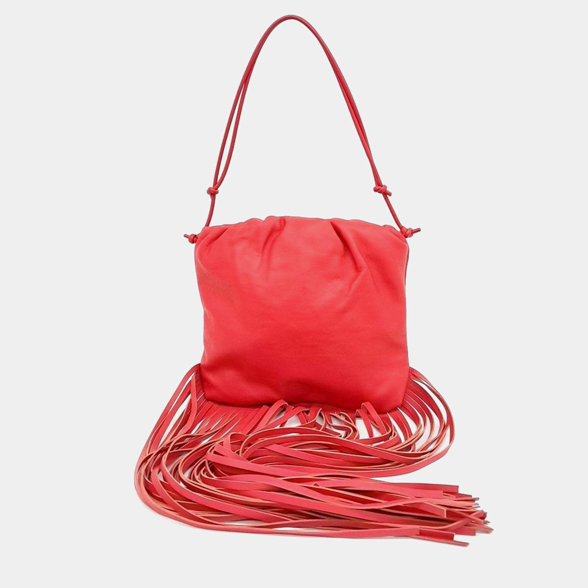 Bottega Veneta Red Leather Fringe Shoulder Bag