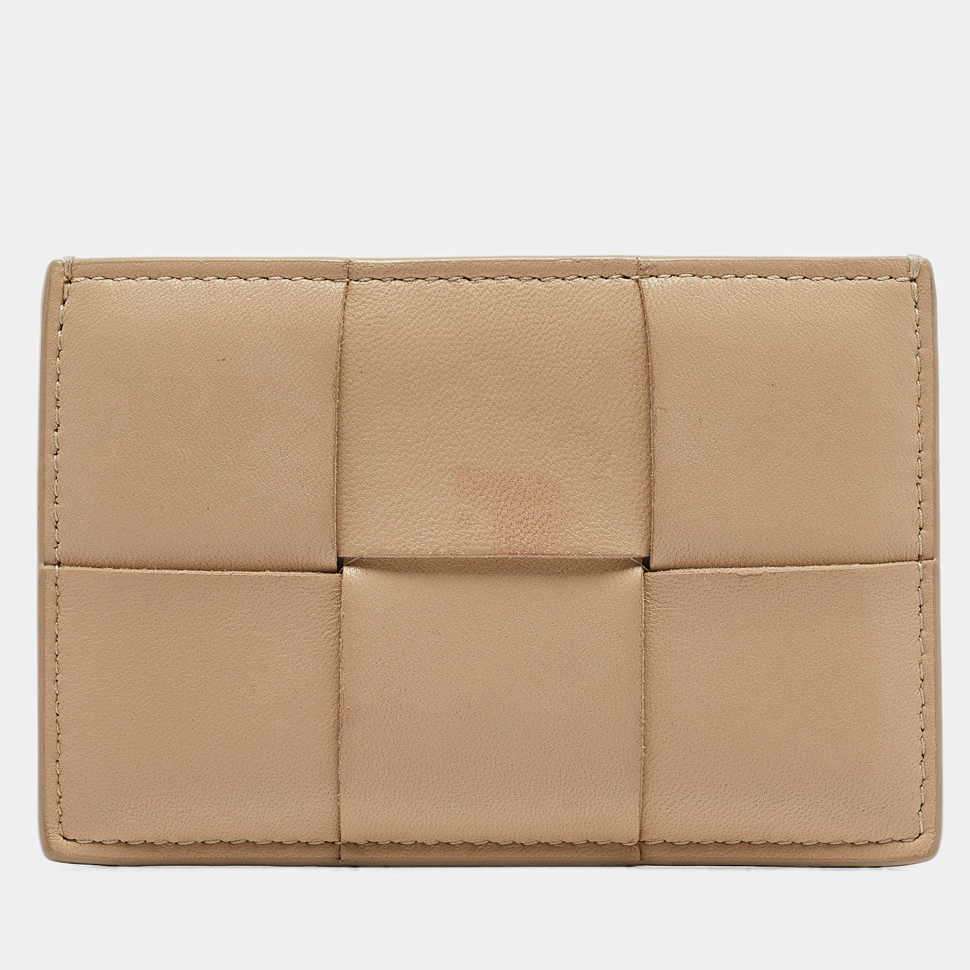 Bottega Veneta Cream Intrecciato Leather Cassette Flat Card Holder